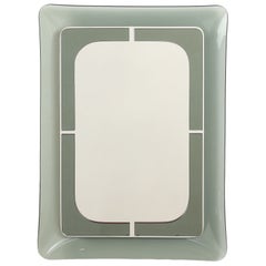 Italian Curved Smoked Glass Wall Mirror, circa 1970