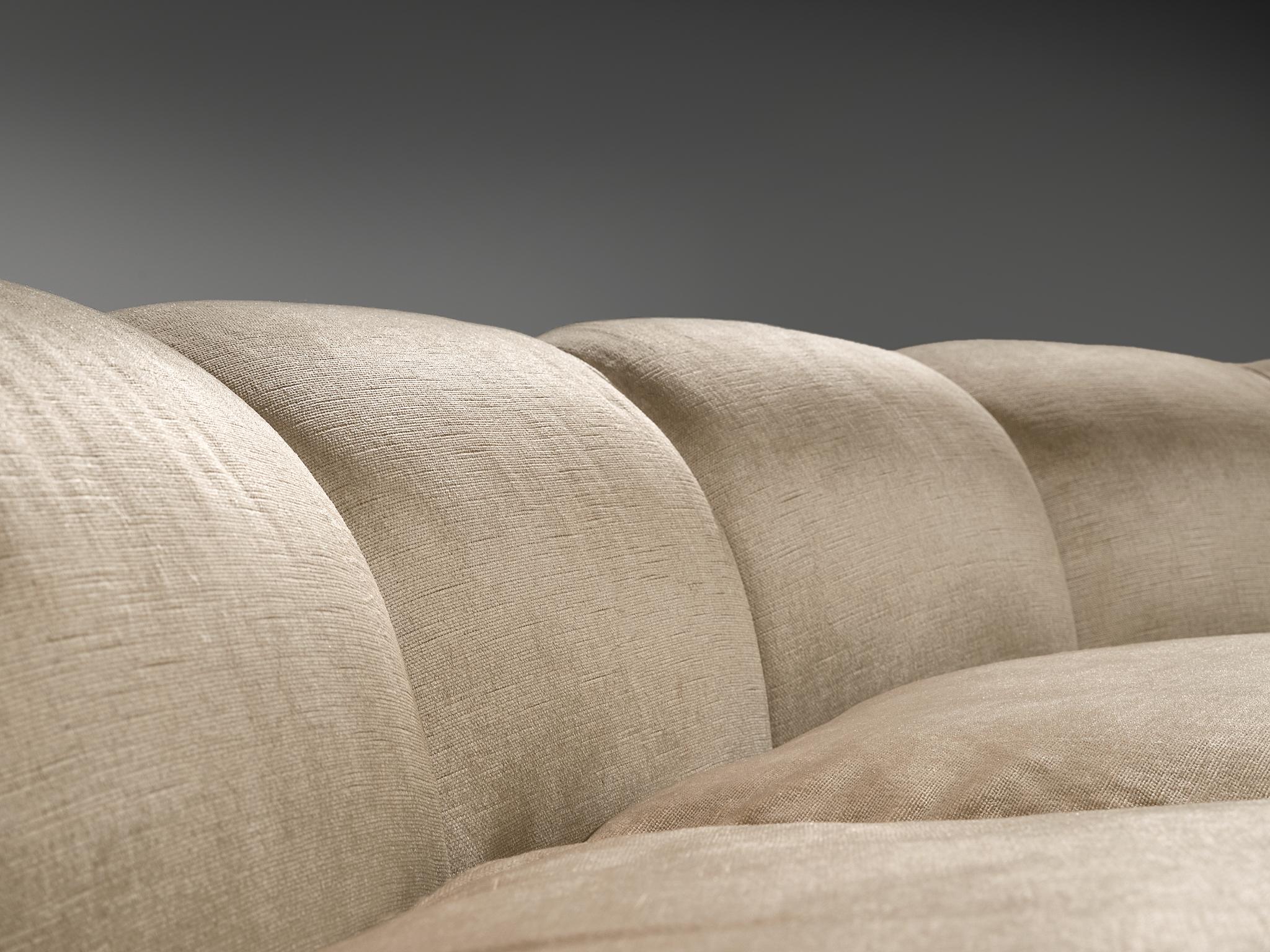 Italian Curved Sofa in Beige Upholstery, 1950s 1