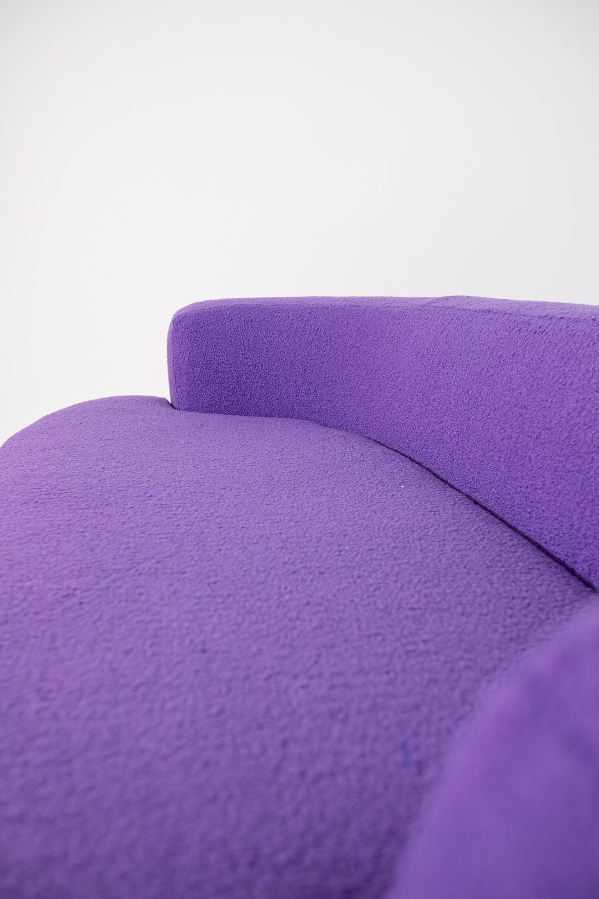 Italian Curved Sofa in Purple Bouclè, 1960s 5