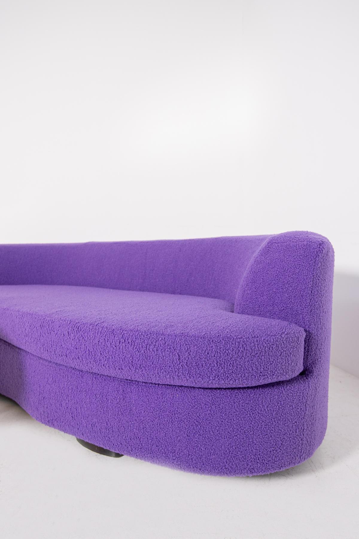 Italian Curved Sofa in Purple Bouclè, 1960s 6