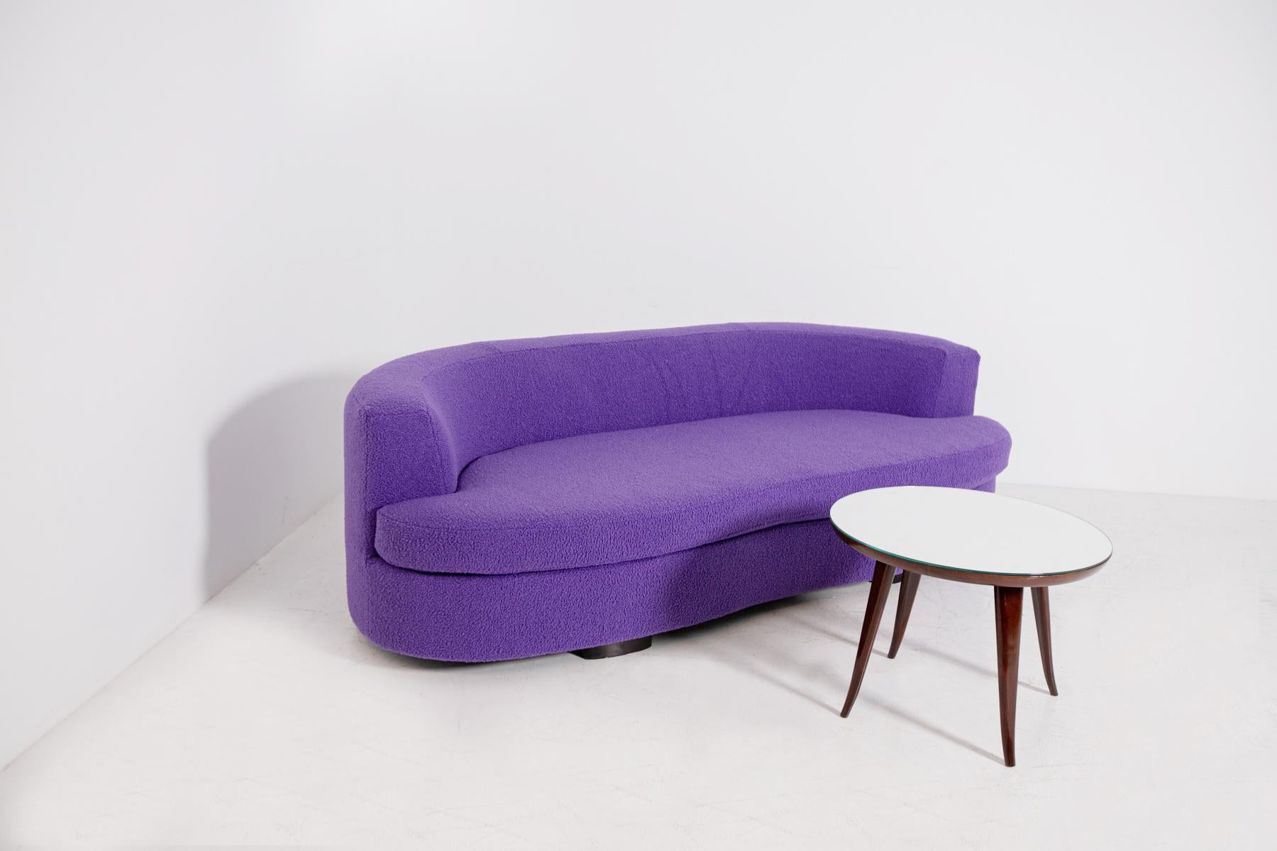 Italian Curved Sofa in Purple Bouclè, 1960s 7