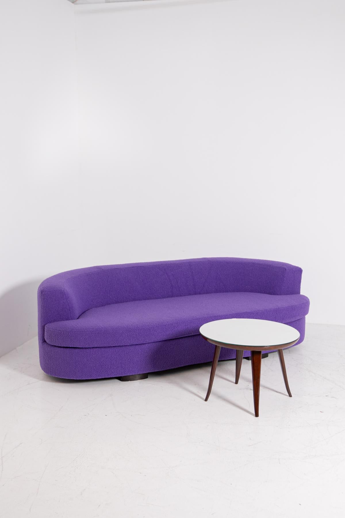 Italian Curved Sofa in Purple Bouclè, 1960s 8