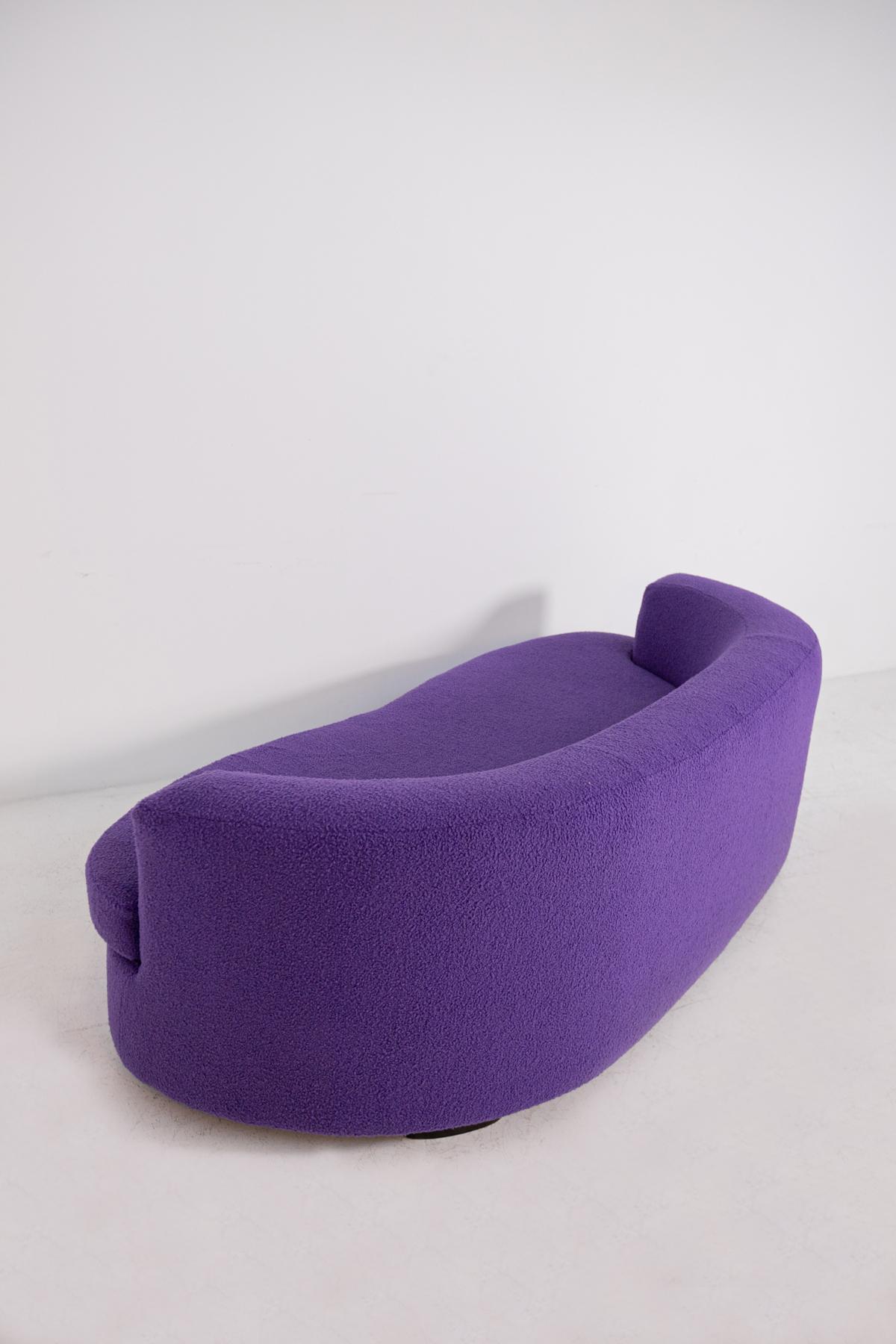 Italian Curved Sofa in Purple Bouclè, 1960s 9