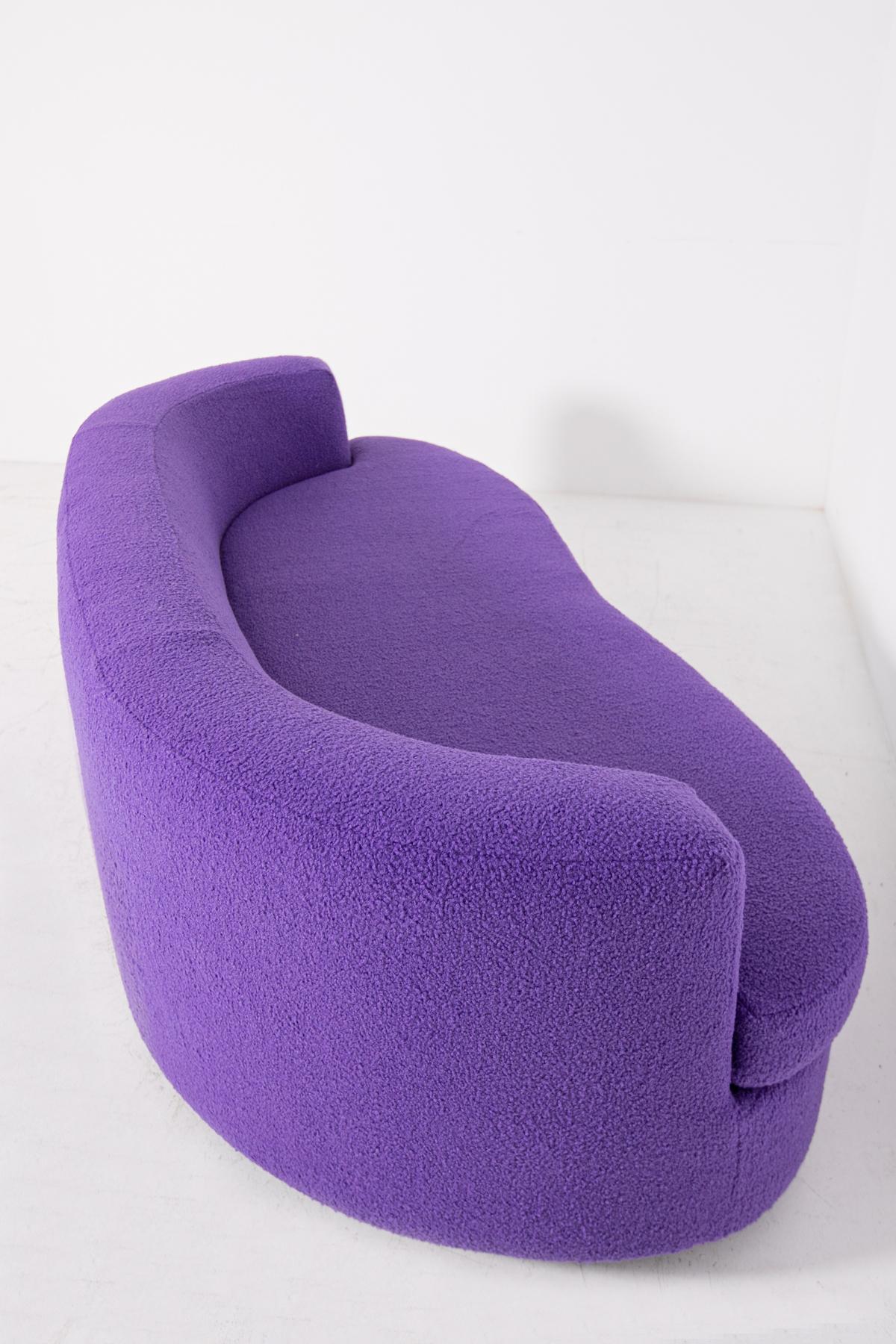 Italian Curved Sofa in Purple Bouclè, 1960s 10