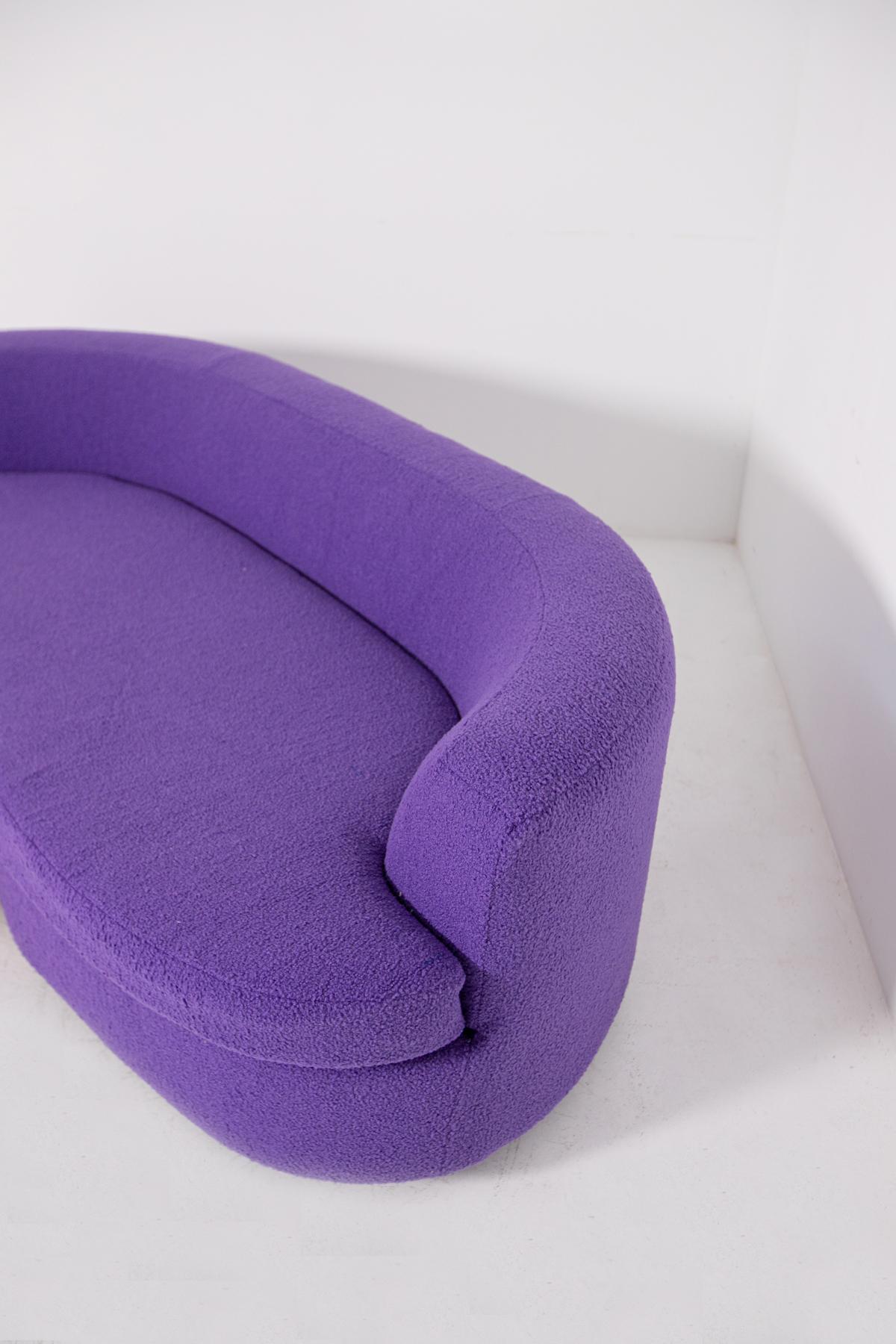 Italian Curved Sofa in Purple Bouclè, 1960s 1