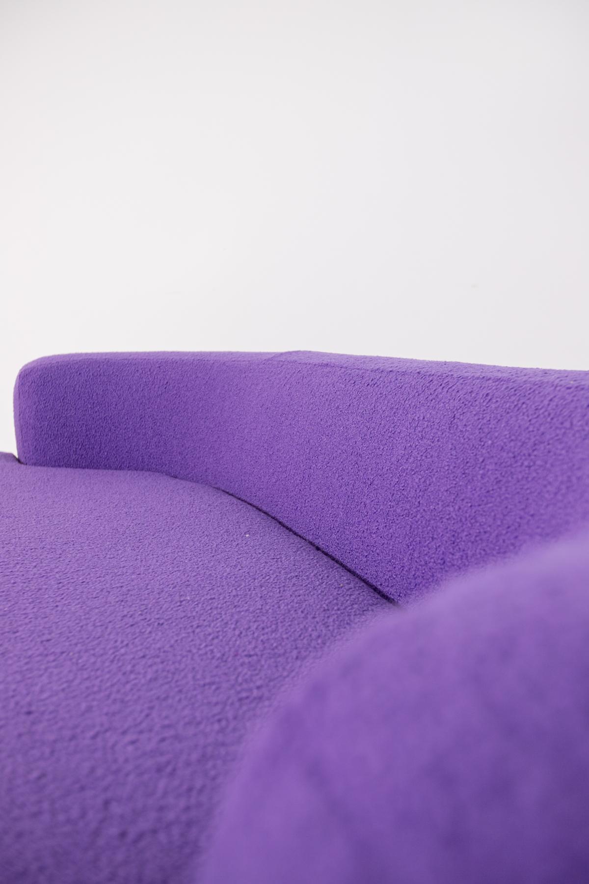 Italian Curved Sofa in Purple Bouclè, 1960s 2