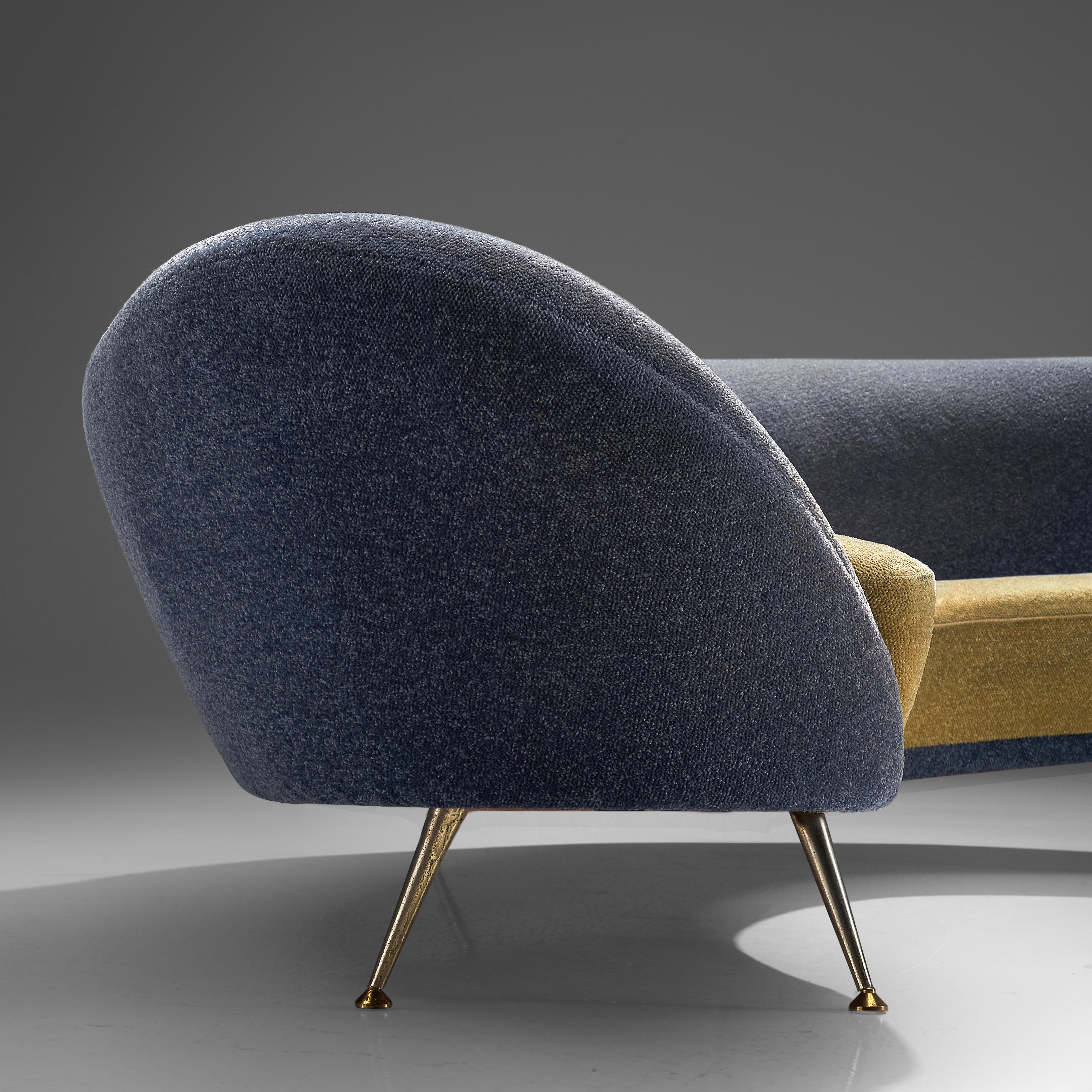 Italian Federico Munari Curved Sofa in Delicate Two-Tone Upholstery 