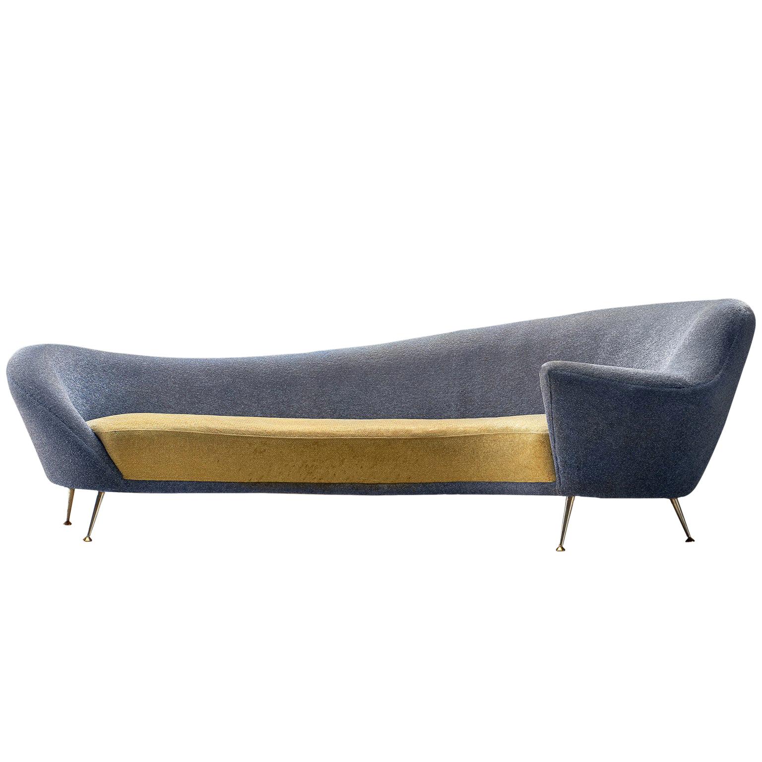 Italian Curved Sofa in Two-Tone Upholstery