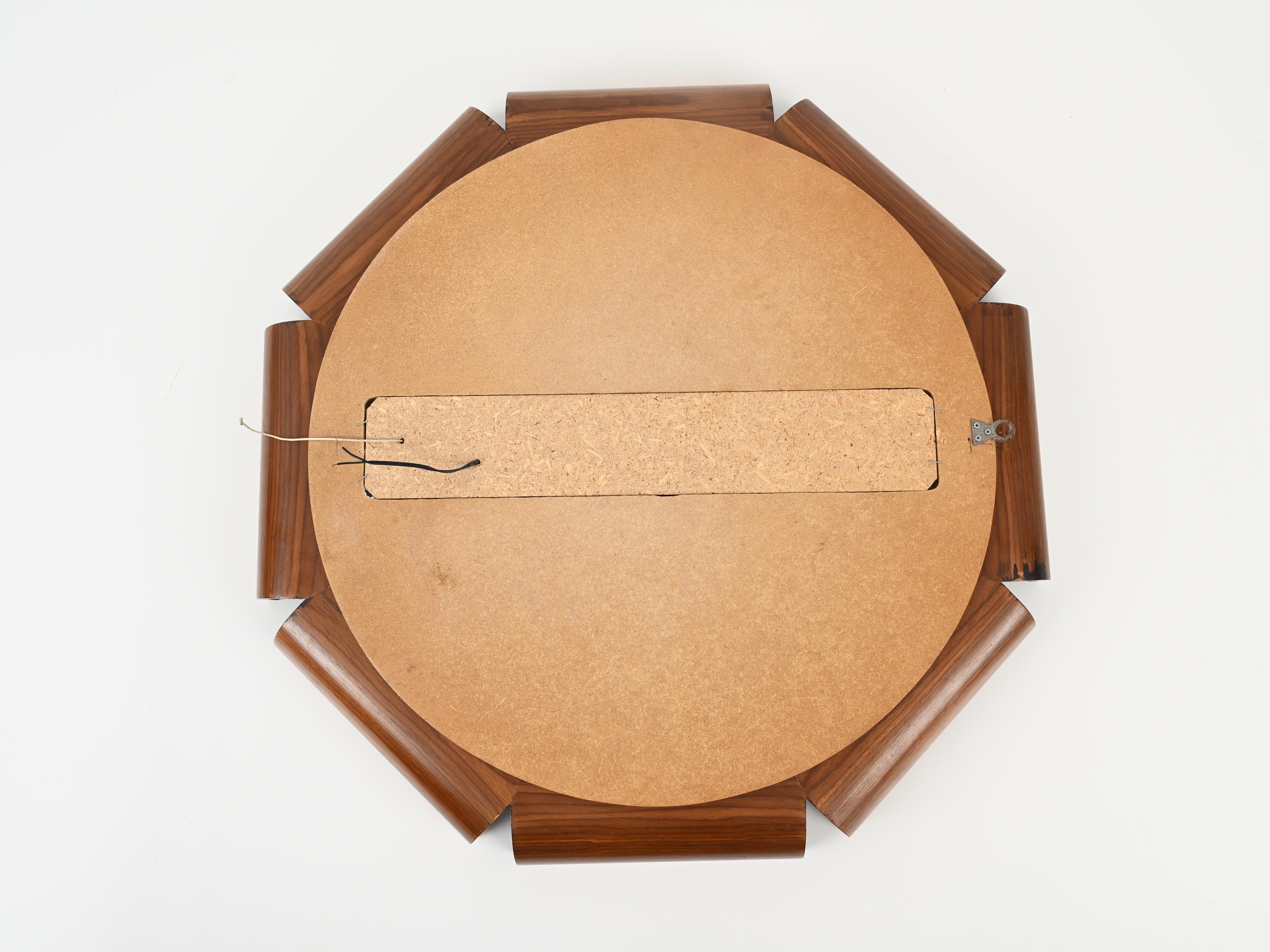 Italian Curved Teak Backlit Bevel Mirror by Ico Parisi for ISA, 1968 2