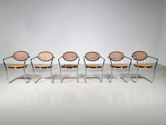 Chaises à manger tubulaires courbes italiennes, 1970, lot de 6