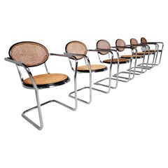 Italian Curved Tubular Dining Chairs, 1970s, Set of 6