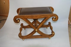 Regency  Curved X Bench with Brass Detailing