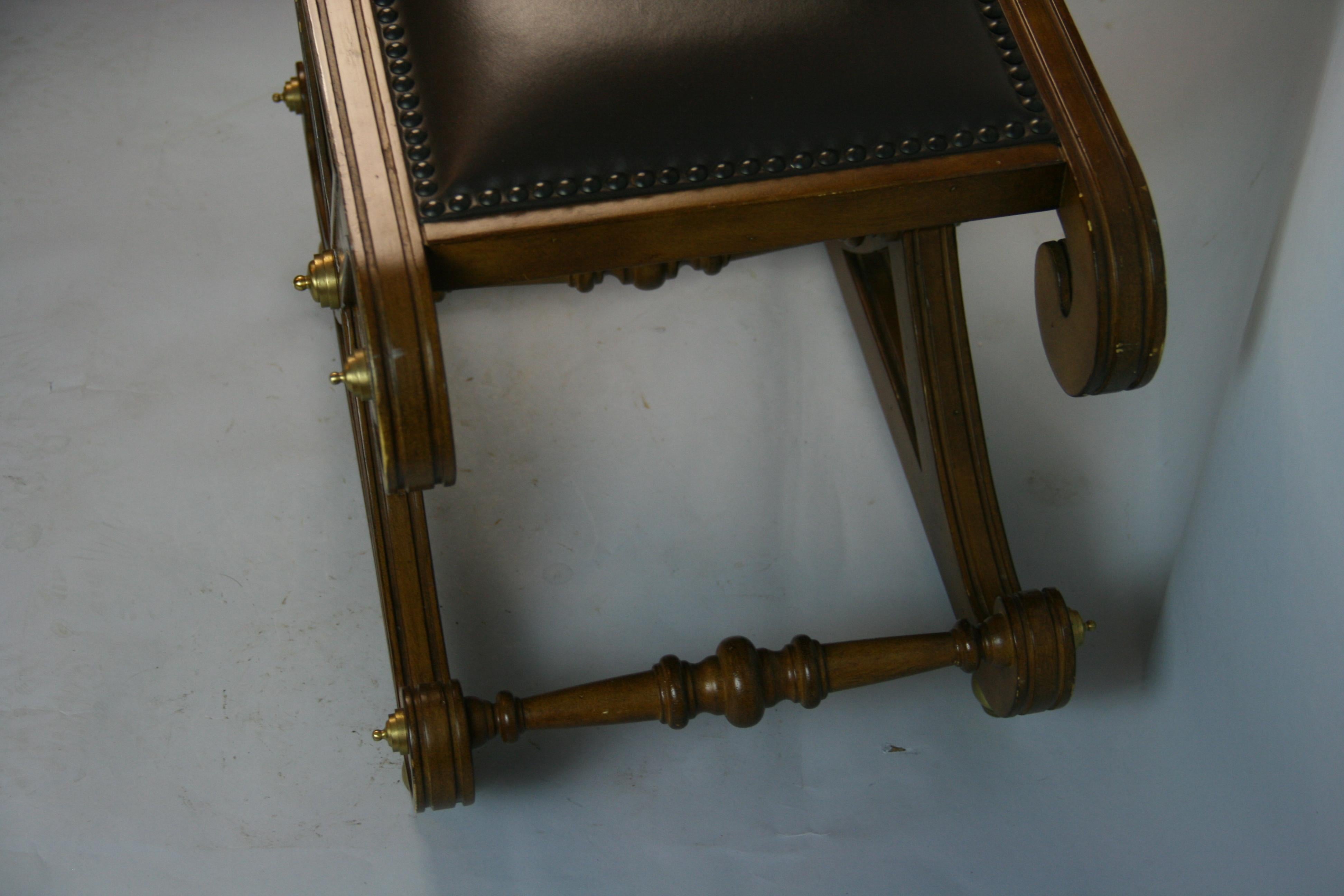 Mid-20th Century Regency  Curved X Bench with Brass Detailing For Sale