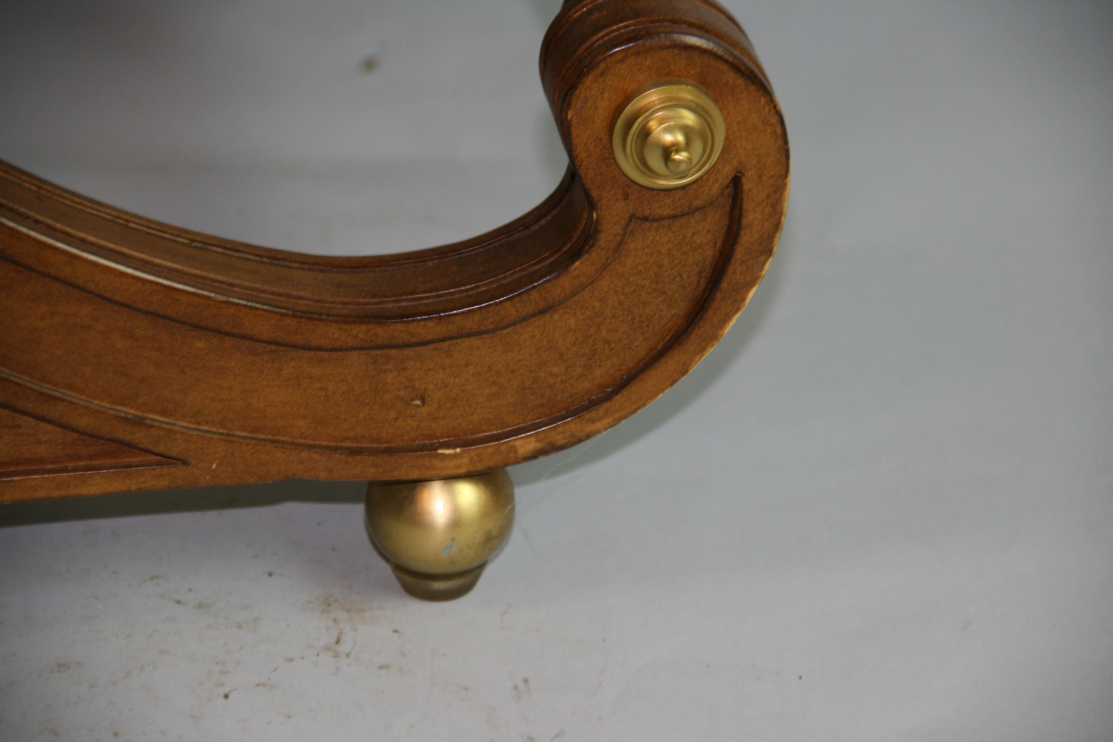 Regency  Curved X Bench with Brass Detailing For Sale 5