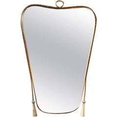 Italian Curvilinear Brass Mirror, 1950s