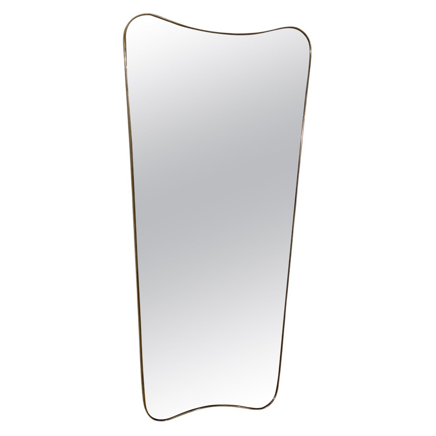 Miroir italien en laiton curviligne, années 1950