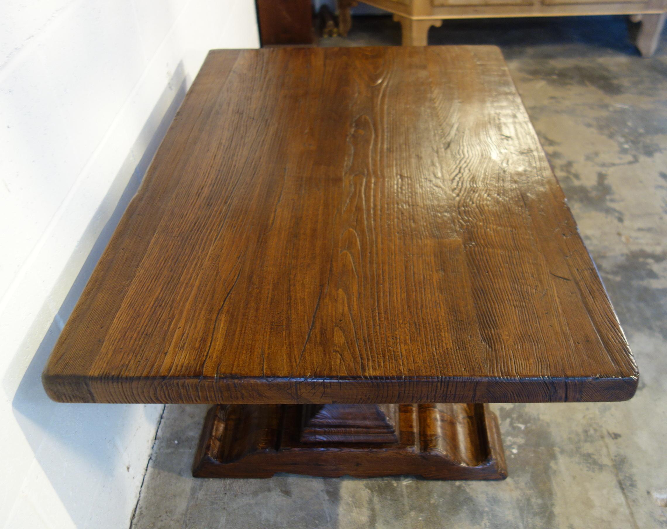 17th Century Style Rustic Italian 2 Pedestal Old Chestnut Table Line Custom Size For Sale 3
