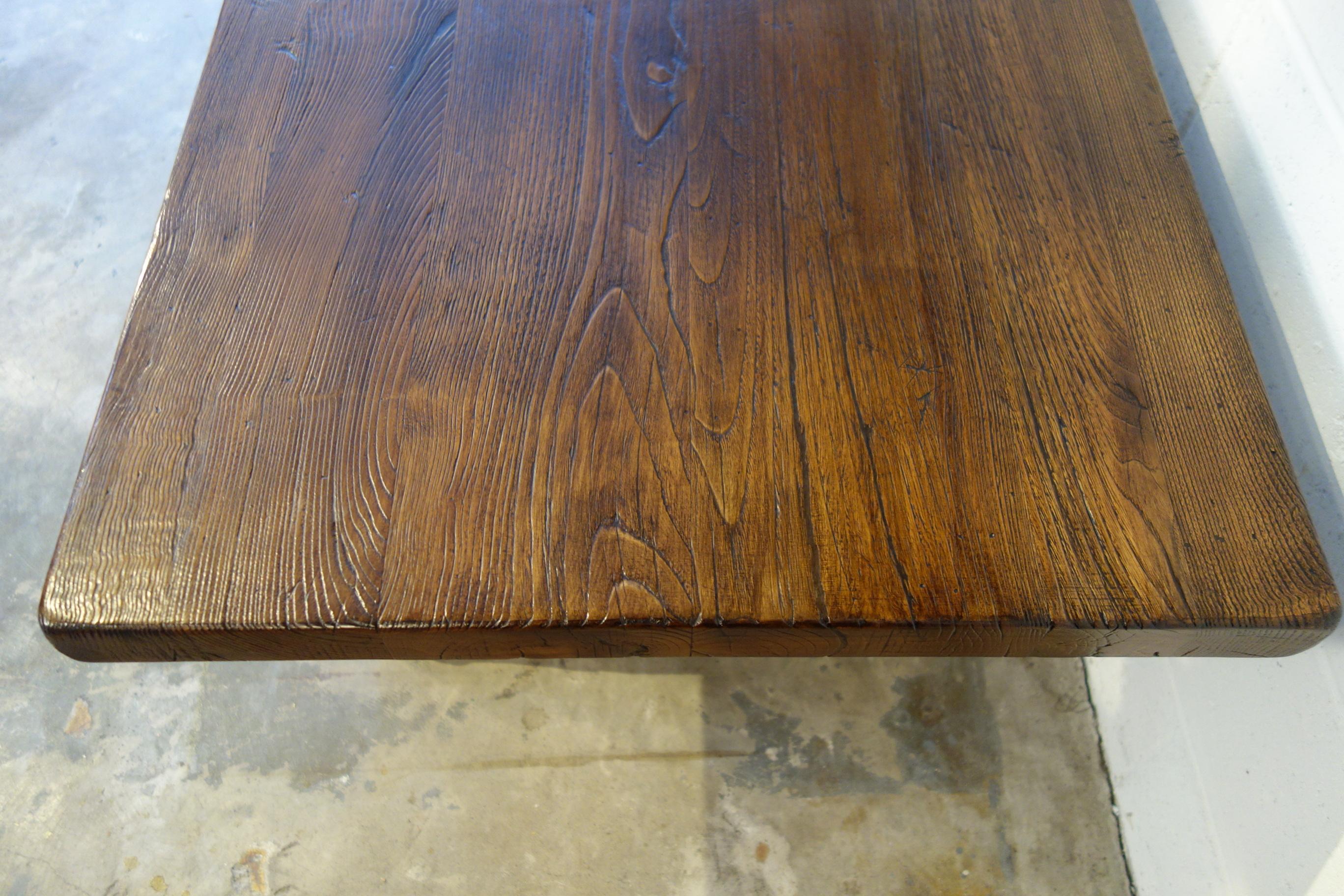 17th Century Style Rustic Italian 2 Pedestal Old Chestnut Table Line Custom Size For Sale 2