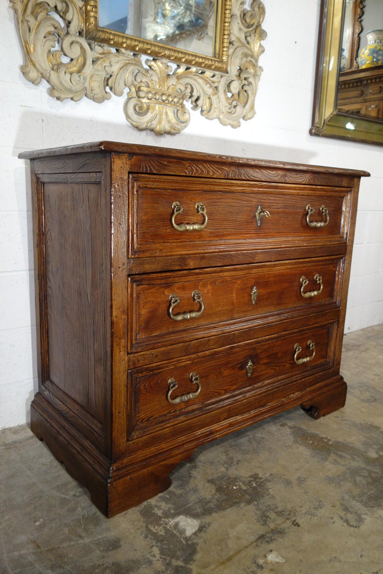 18th Century Style Italian Rustic Old Chestnut 3 Drawer Cassettone
