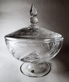 Italian Cut And Ground Crystal Table Centerpiece With Lid