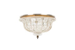 Mid-Century Italian Brass Chandelier, Cut Crystal Floral Design, 1950s