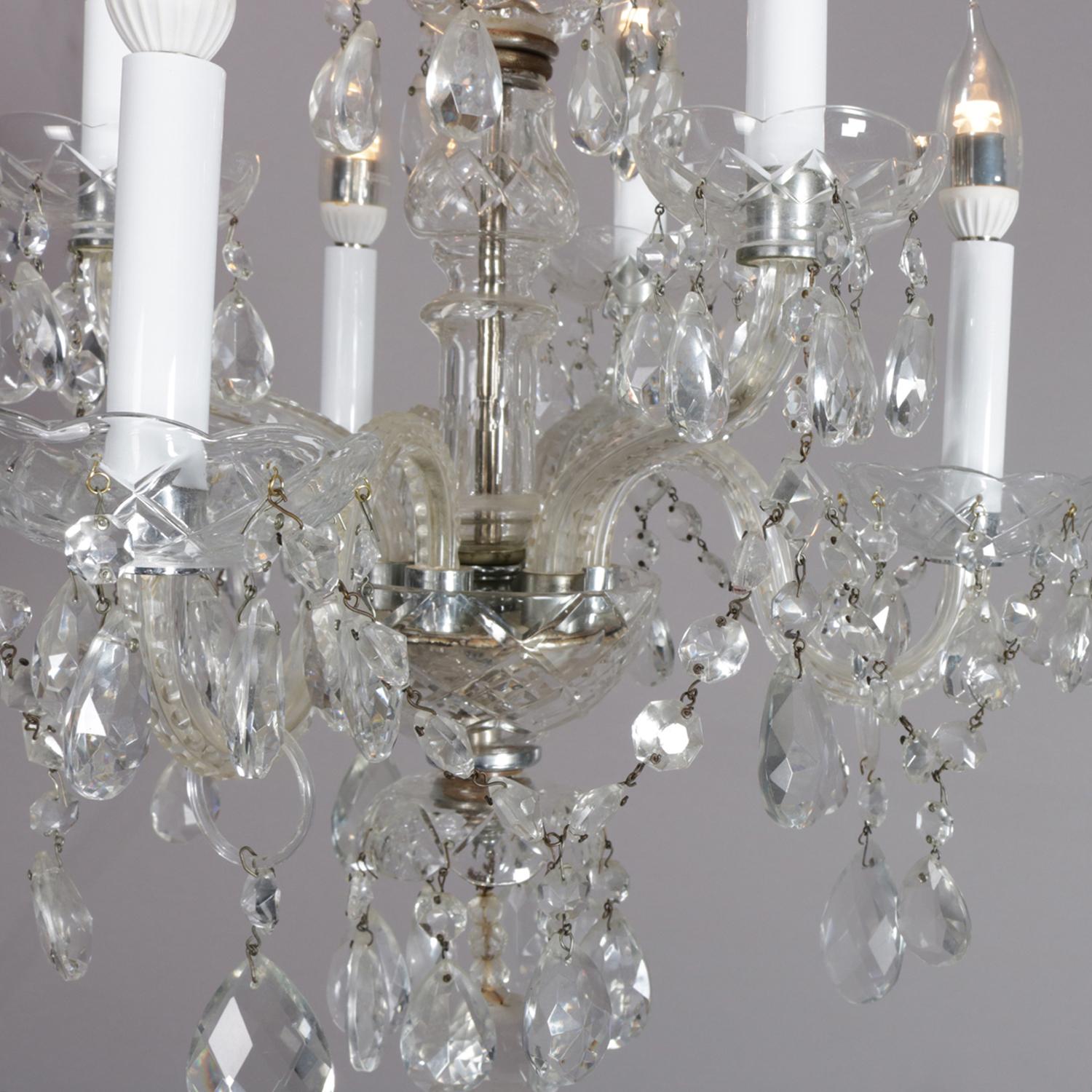 Italian Cut Crystal and Chrome Petite Chandelier for Hall, Bath or Dinette 1