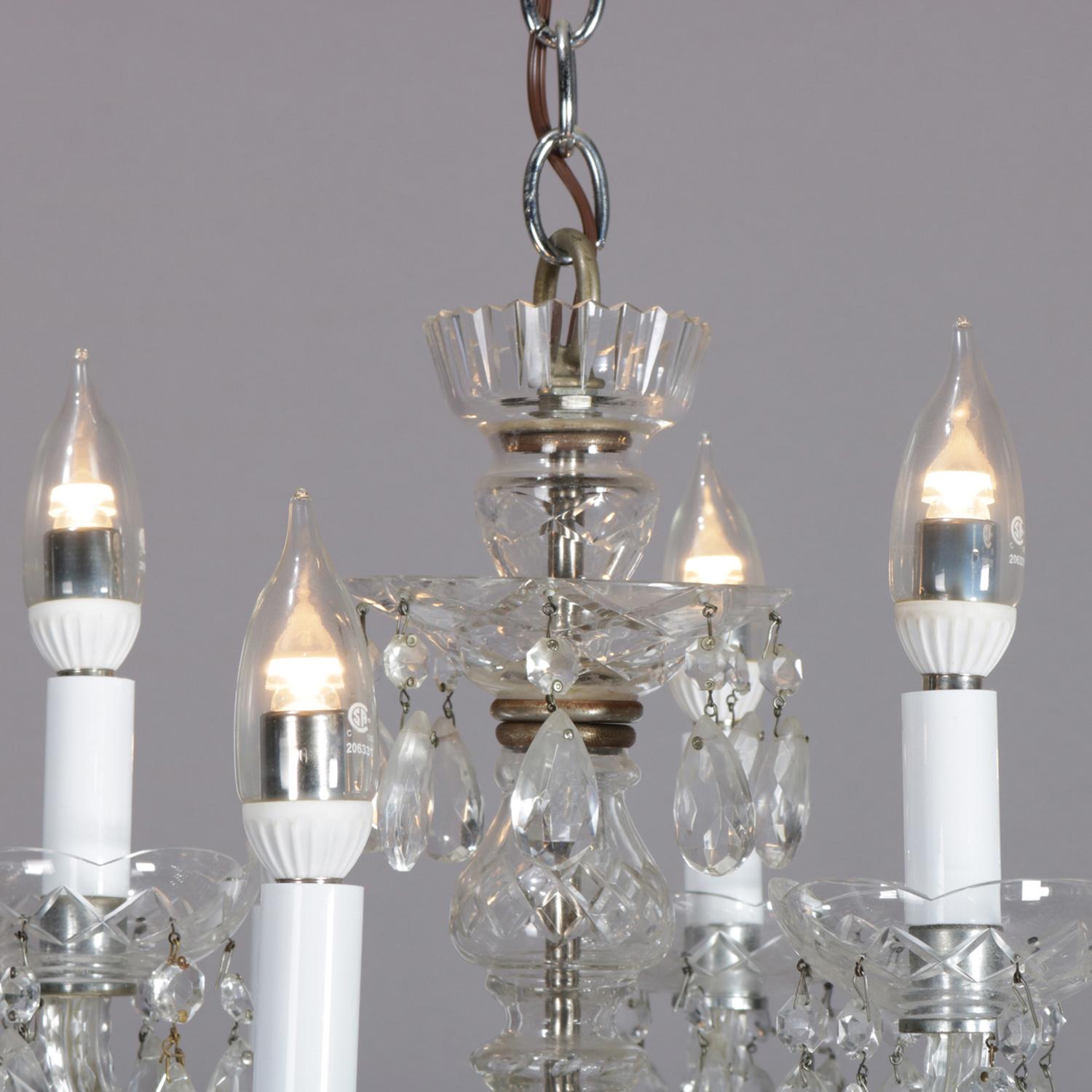 Italian Cut Crystal and Chrome Petite Chandelier for Hall, Bath or Dinette 3