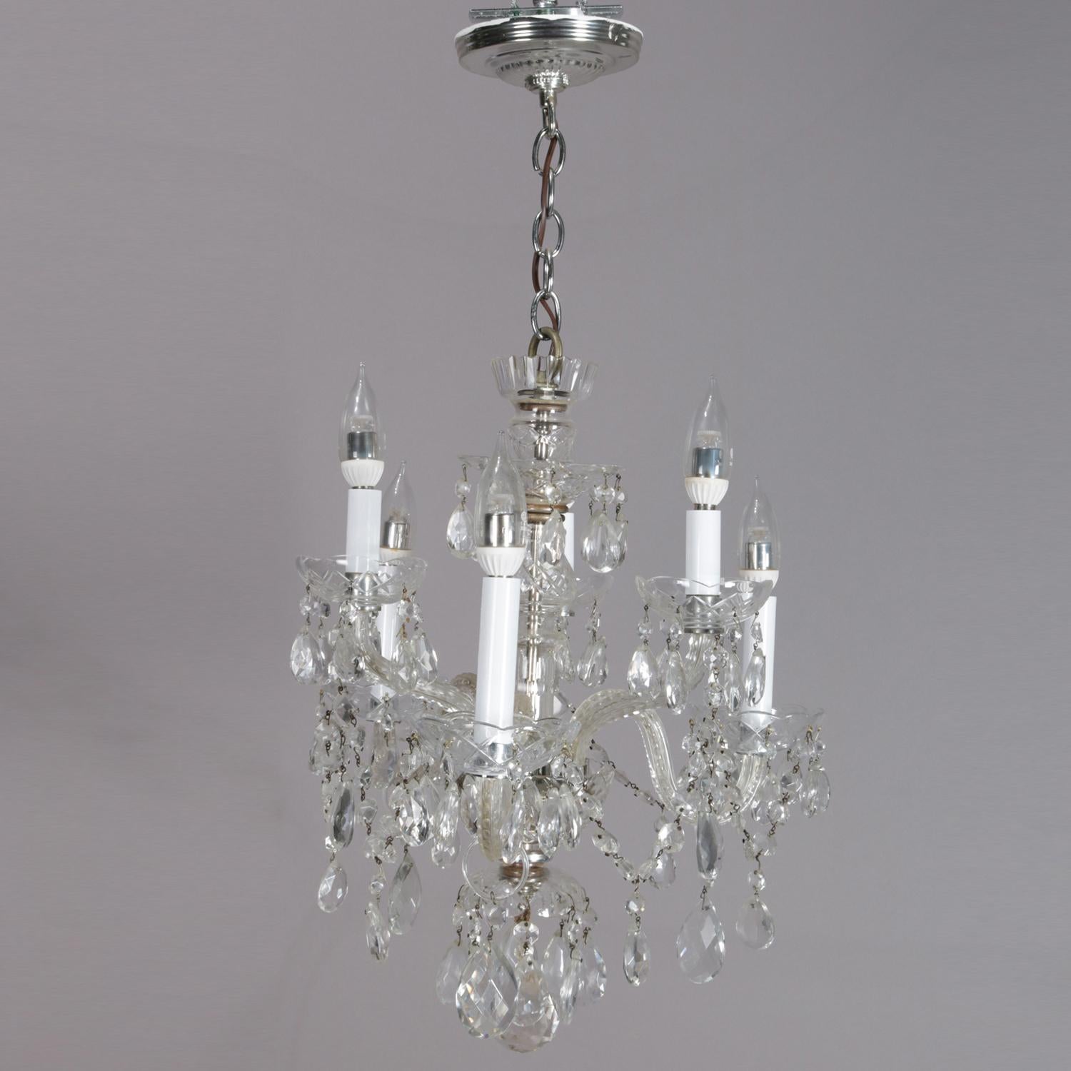 Italian Cut Crystal and Chrome Petite Chandelier for Hall, Bath or Dinette 4
