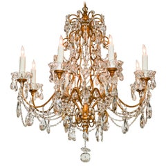 Italian Cut Crystal and Tole Chandelier, circa 1920