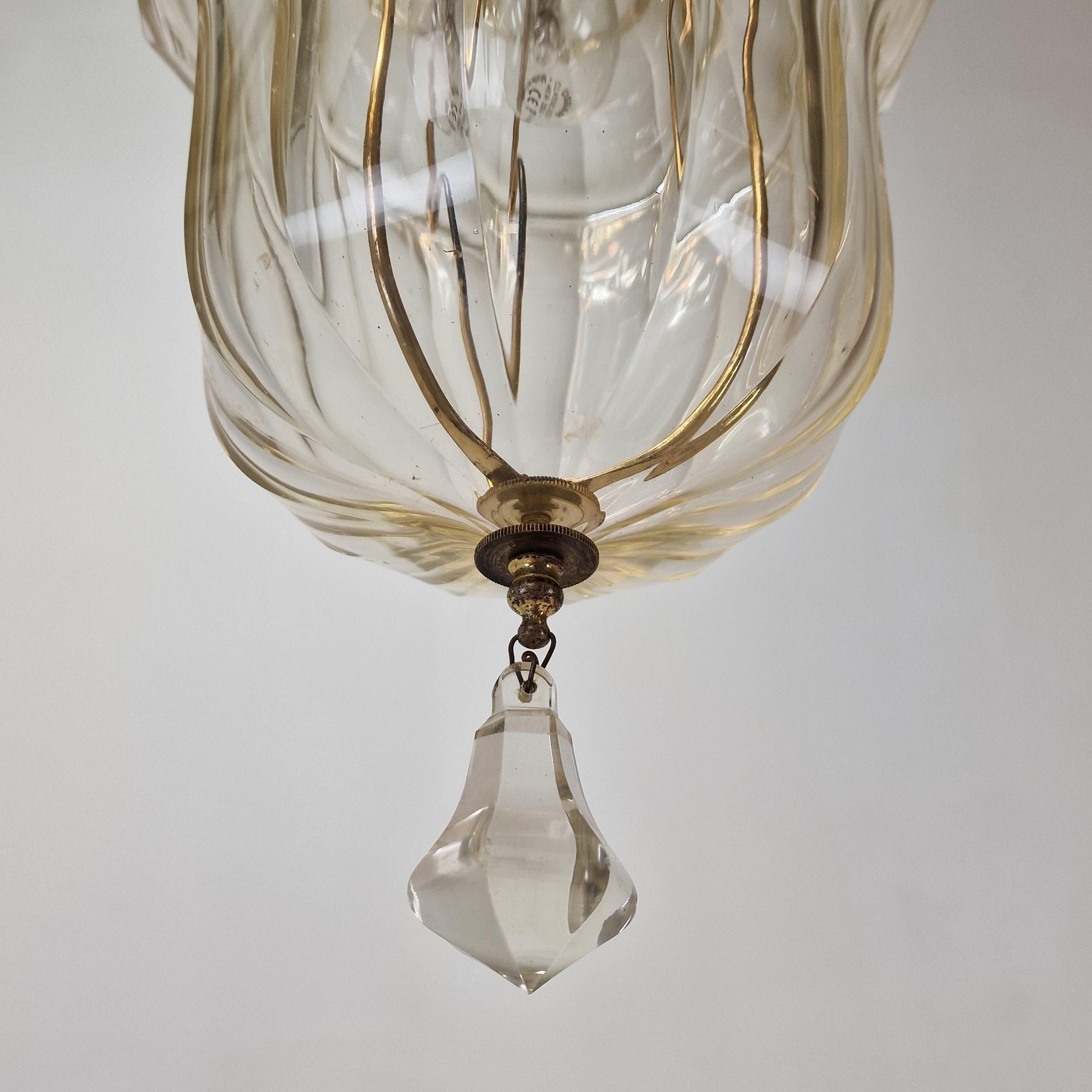 Lanterne ou lampe suspendue italienne en cristal taillé, 1900 en vente 4