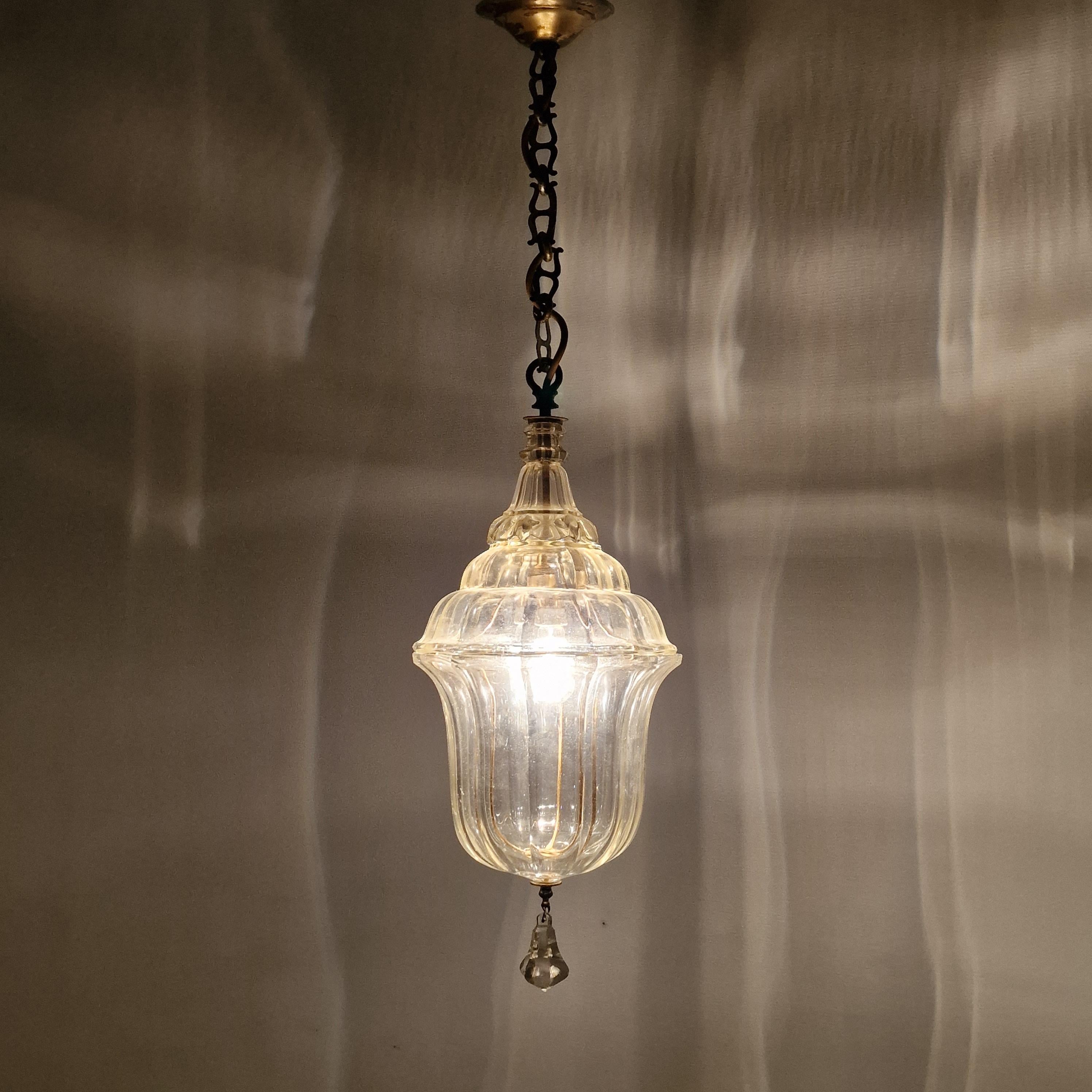 Italian Cut Crystal Hanging Lantern or Lamp, 1900 For Sale 6