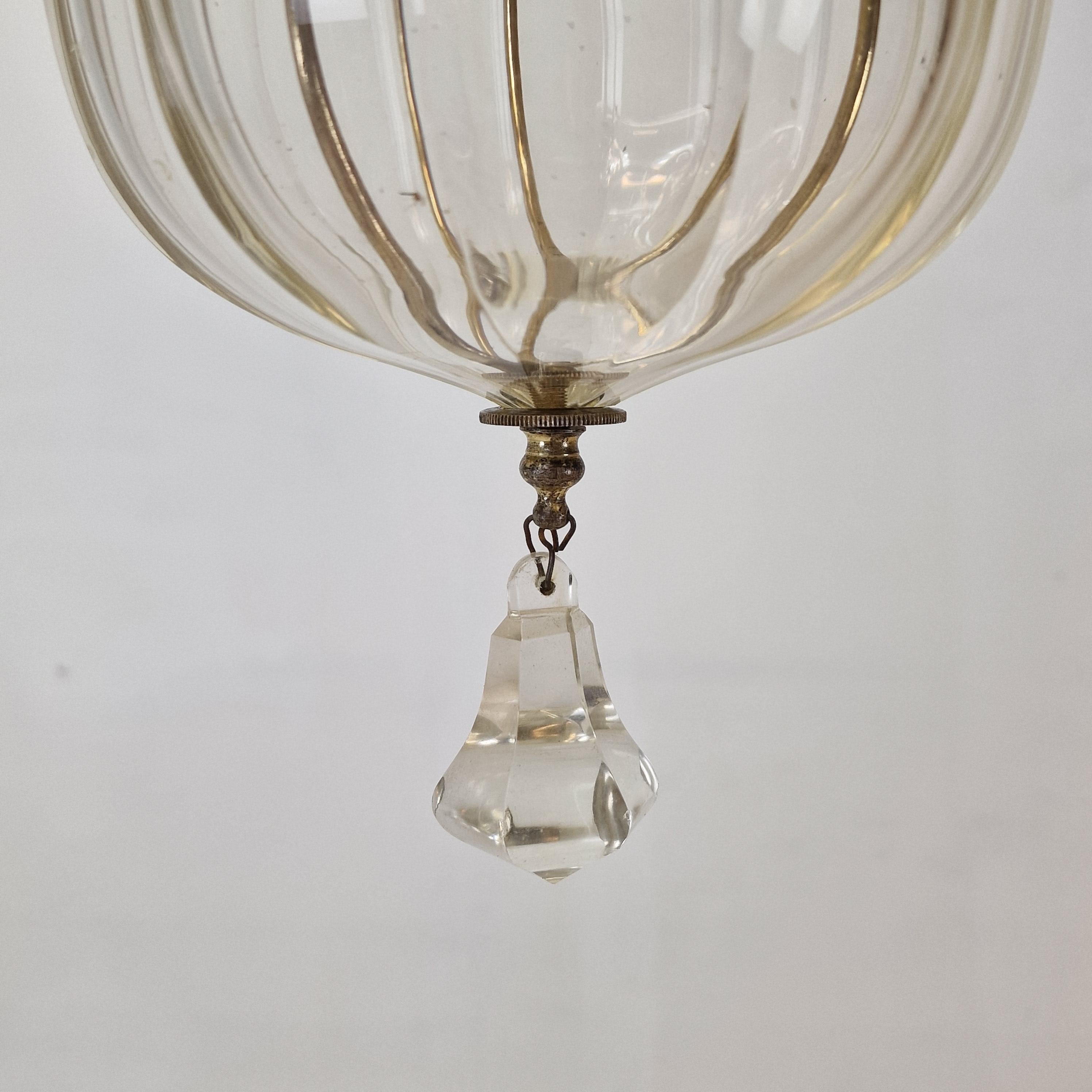 Lanterne ou lampe suspendue italienne en cristal taillé, 1900 en vente 1
