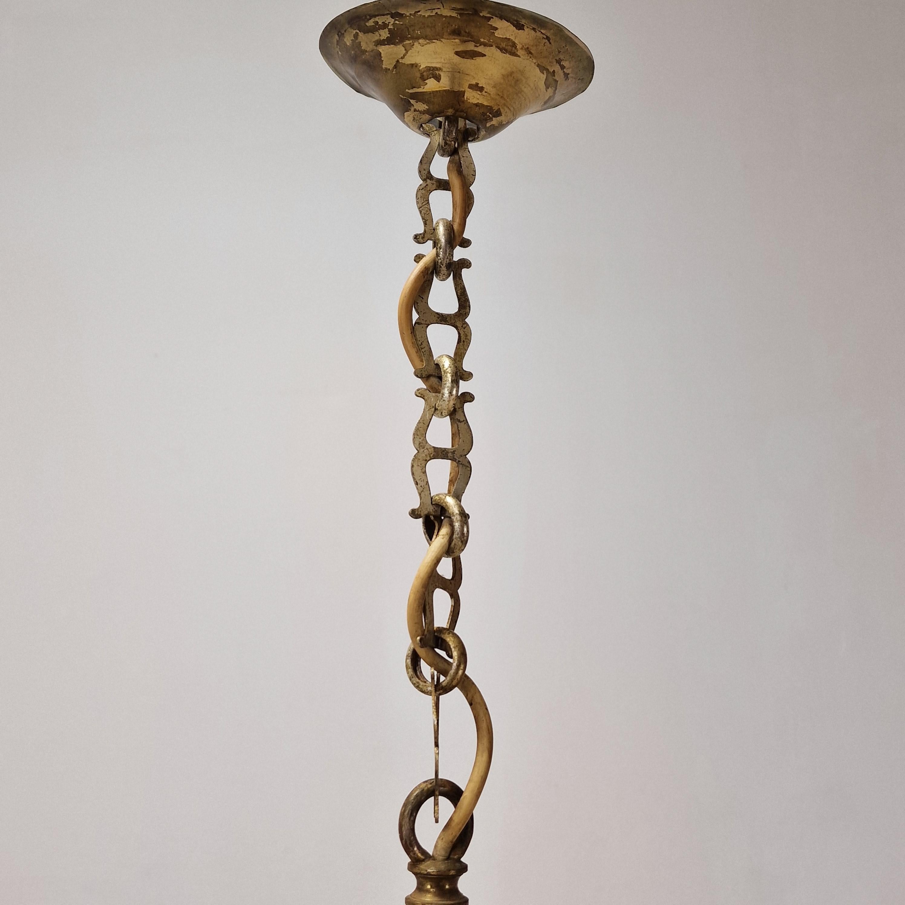 Lanterne ou lampe suspendue italienne en cristal taillé, 1900 en vente 2