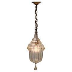 Lanterne ou lampe suspendue italienne en cristal taillé, 1900