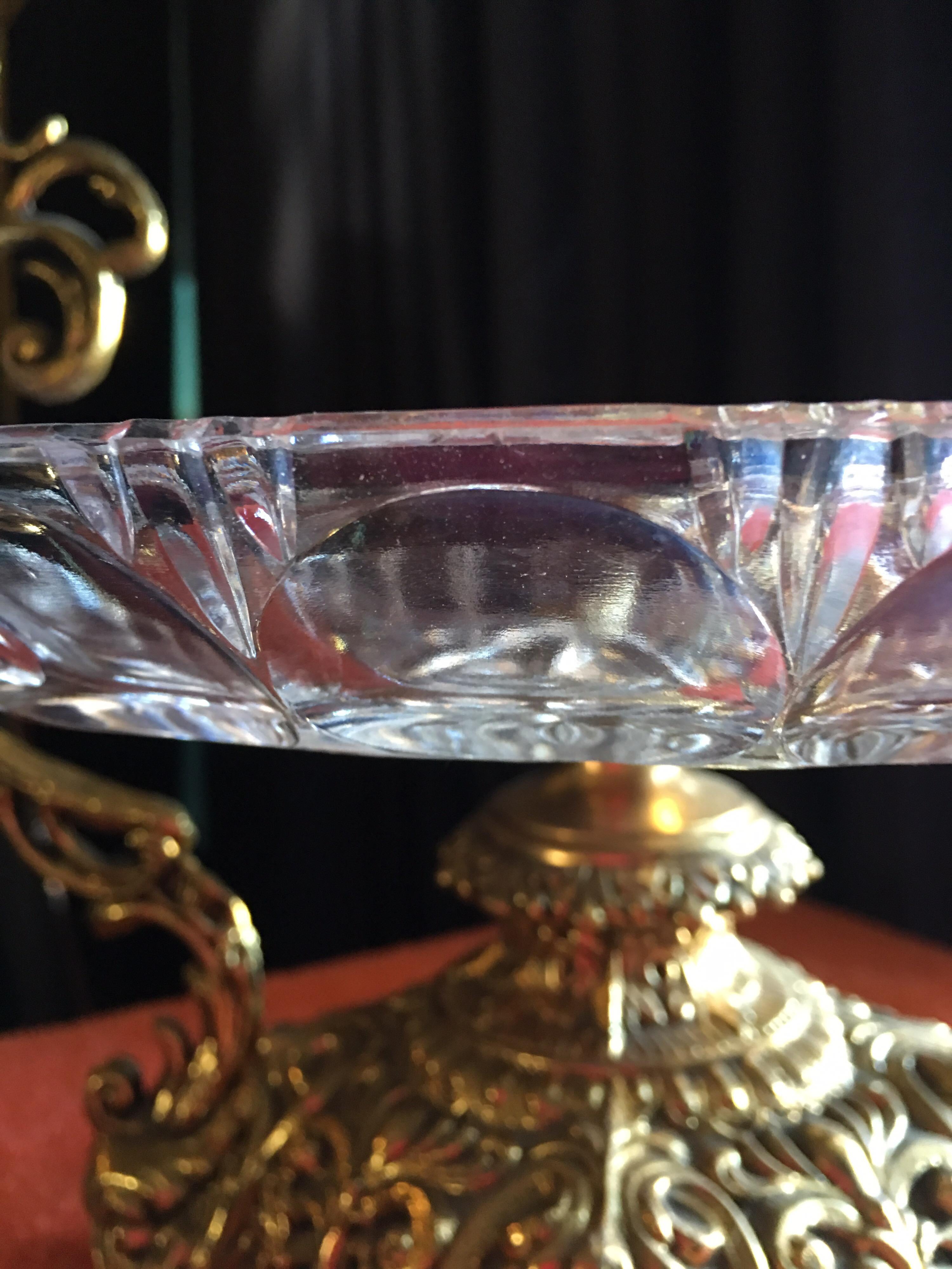 Mid-20th Century Italian Cut Glass and Gold Baroque Serving Plate