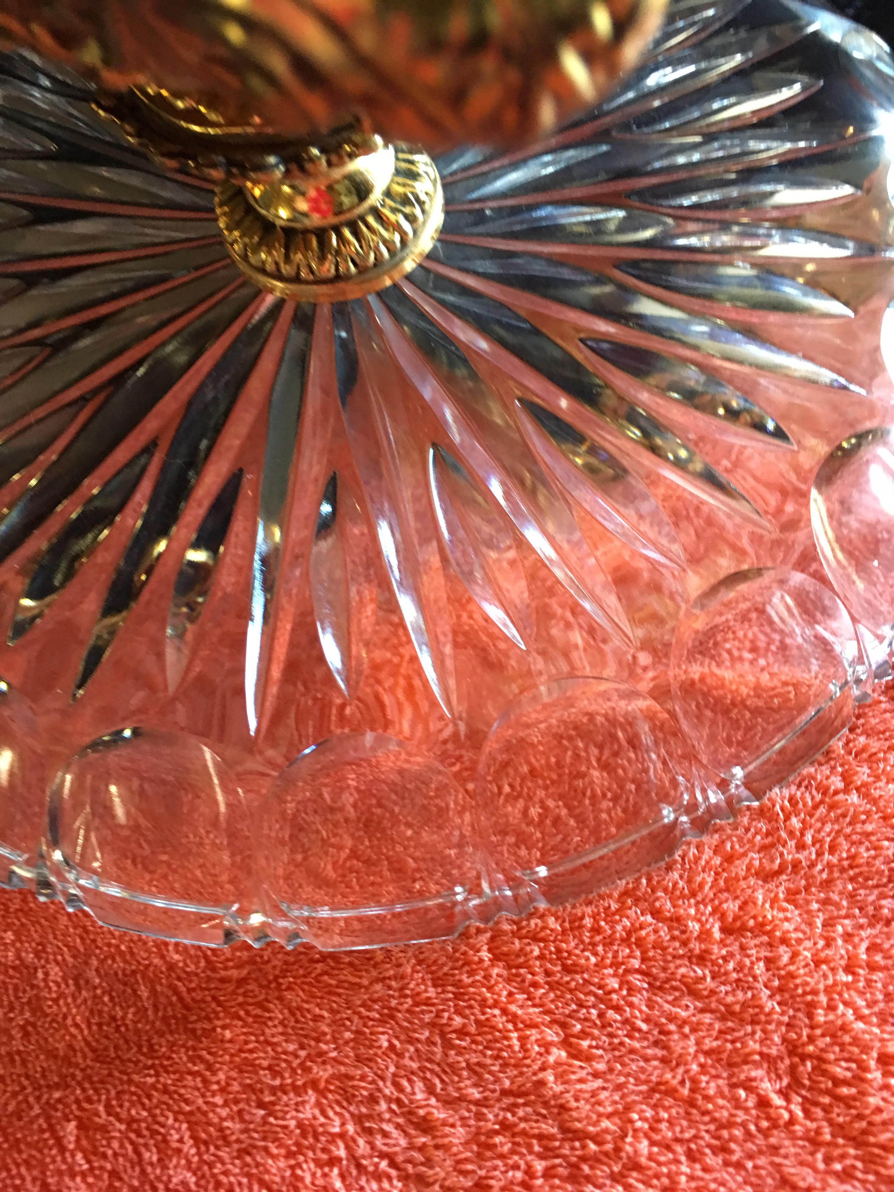 Italian Cut Glass and Gold Baroque Serving Plate 1