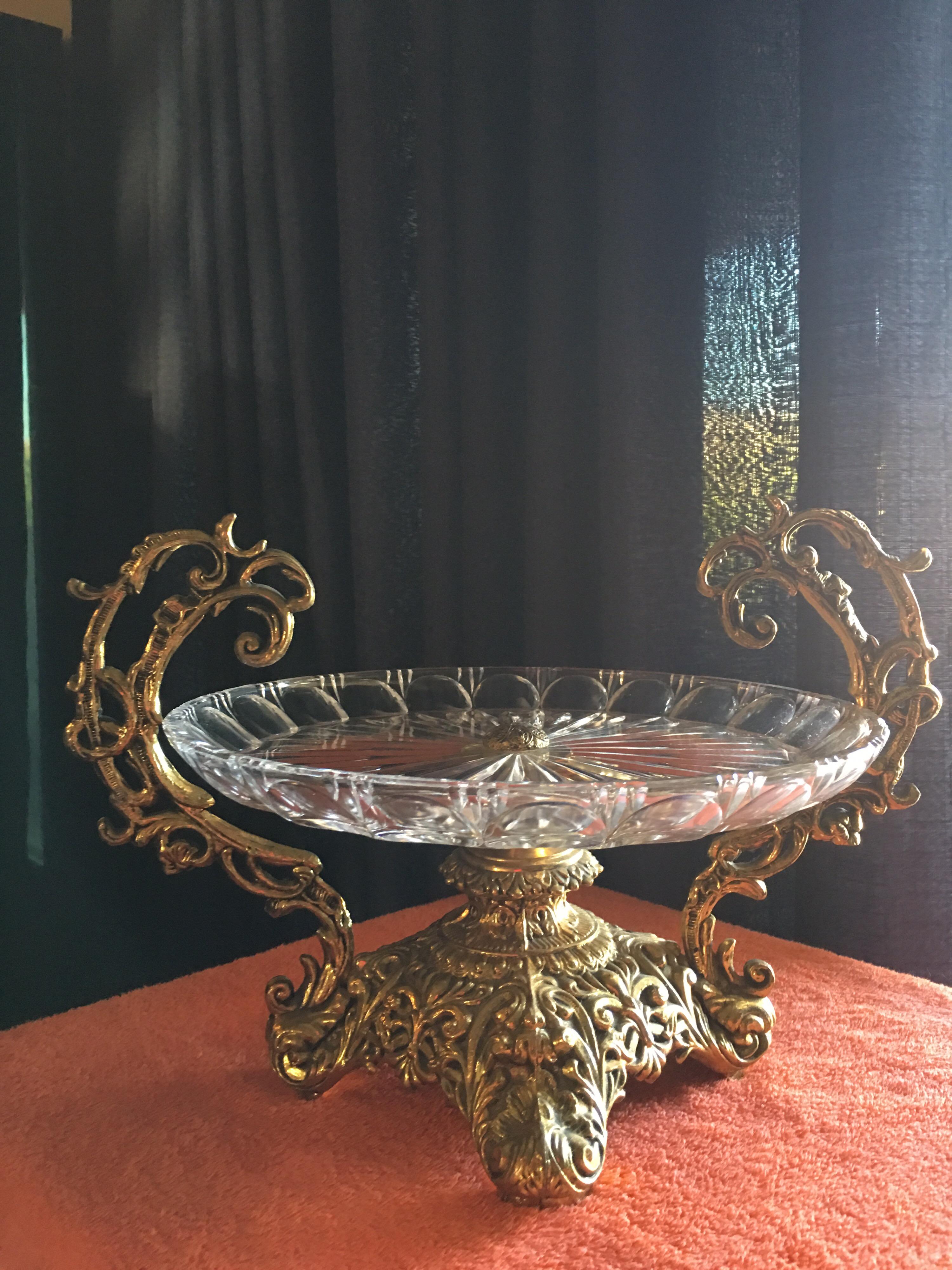 Italian Cut Glass and Gold Baroque Serving Plate 2