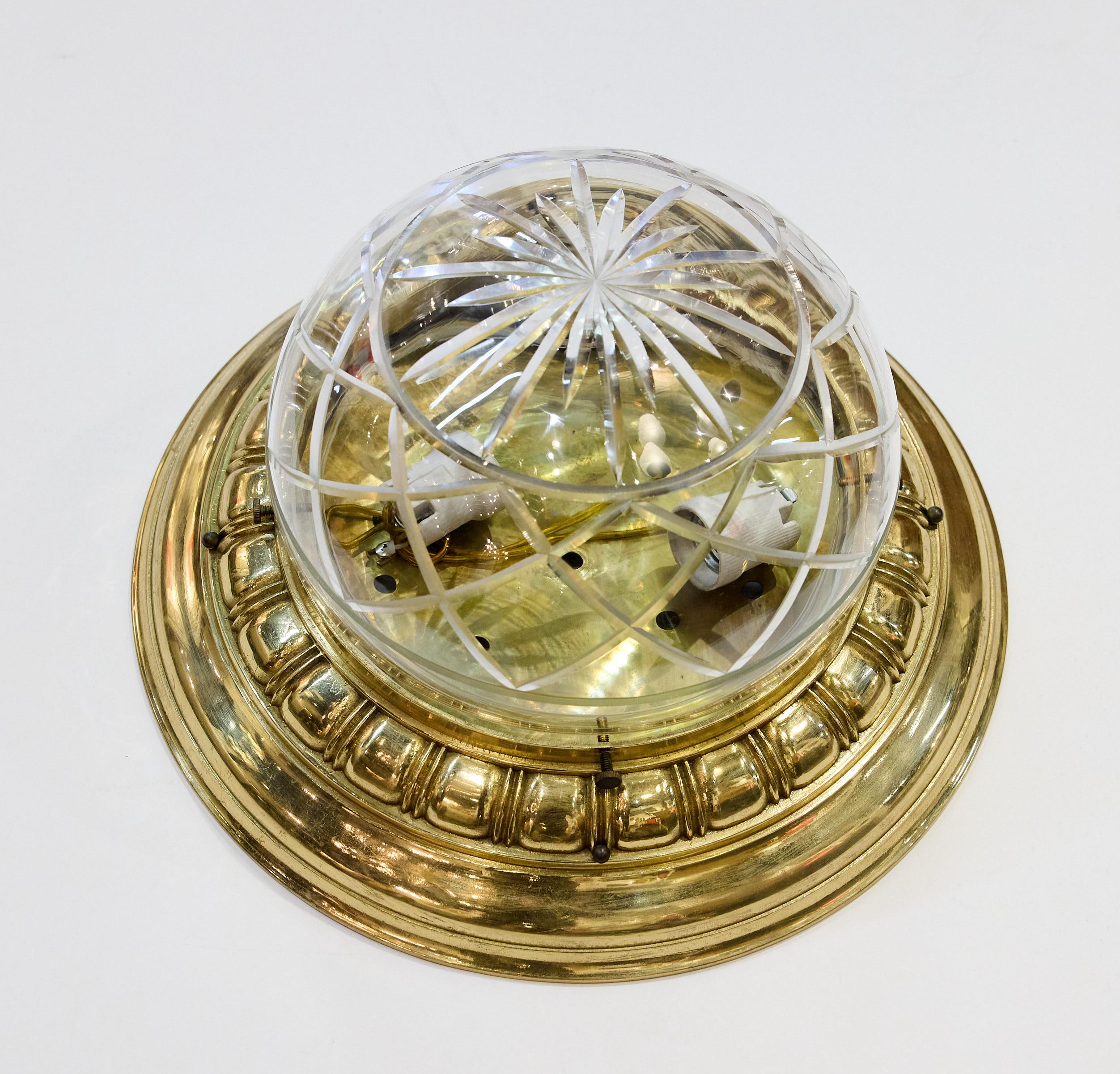 Lampe encastrée italienne en verre taillé, vers 1910 Bon état - En vente à Atlanta, GA