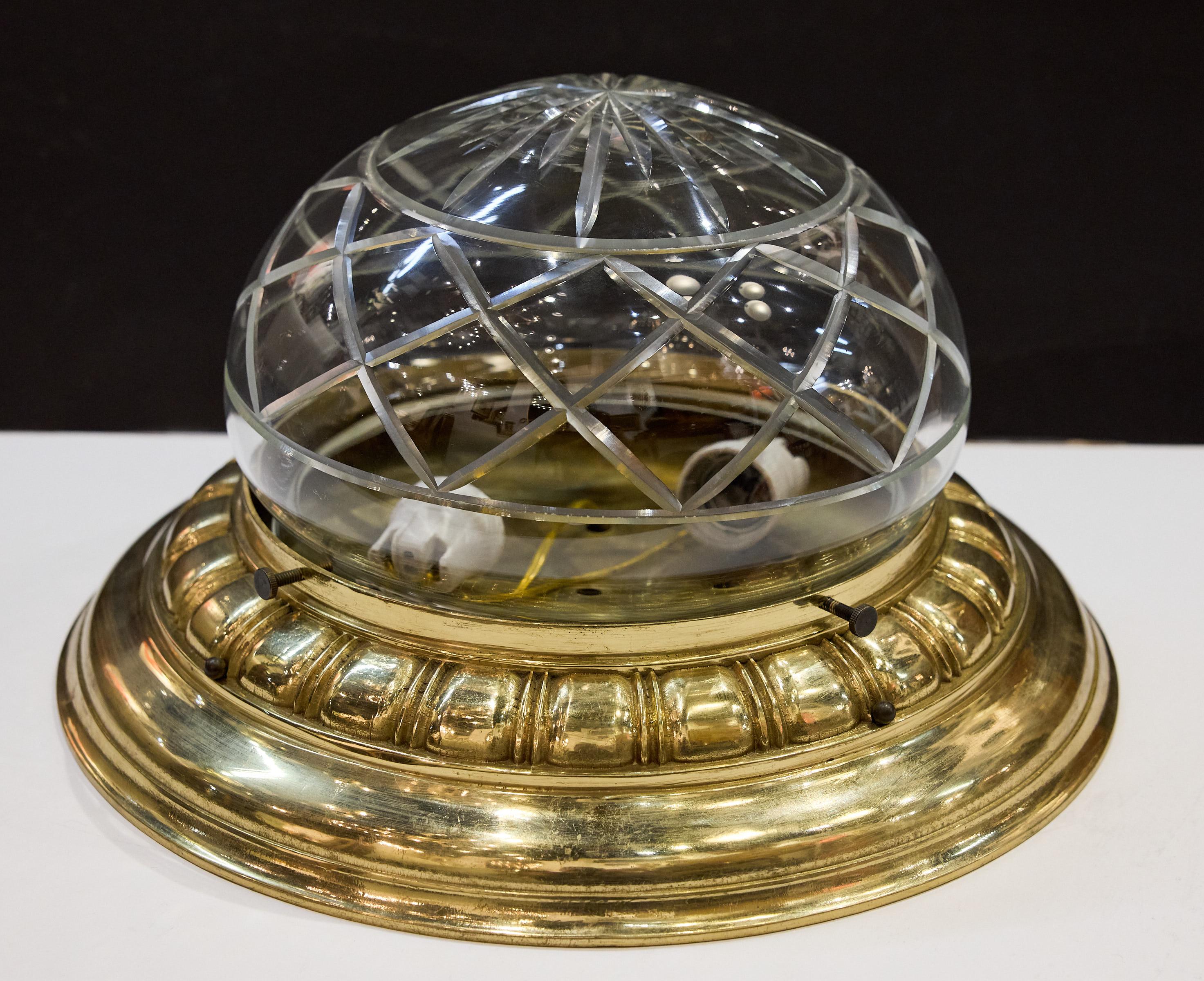Lampe encastrée italienne en verre taillé, vers 1910 en vente 1