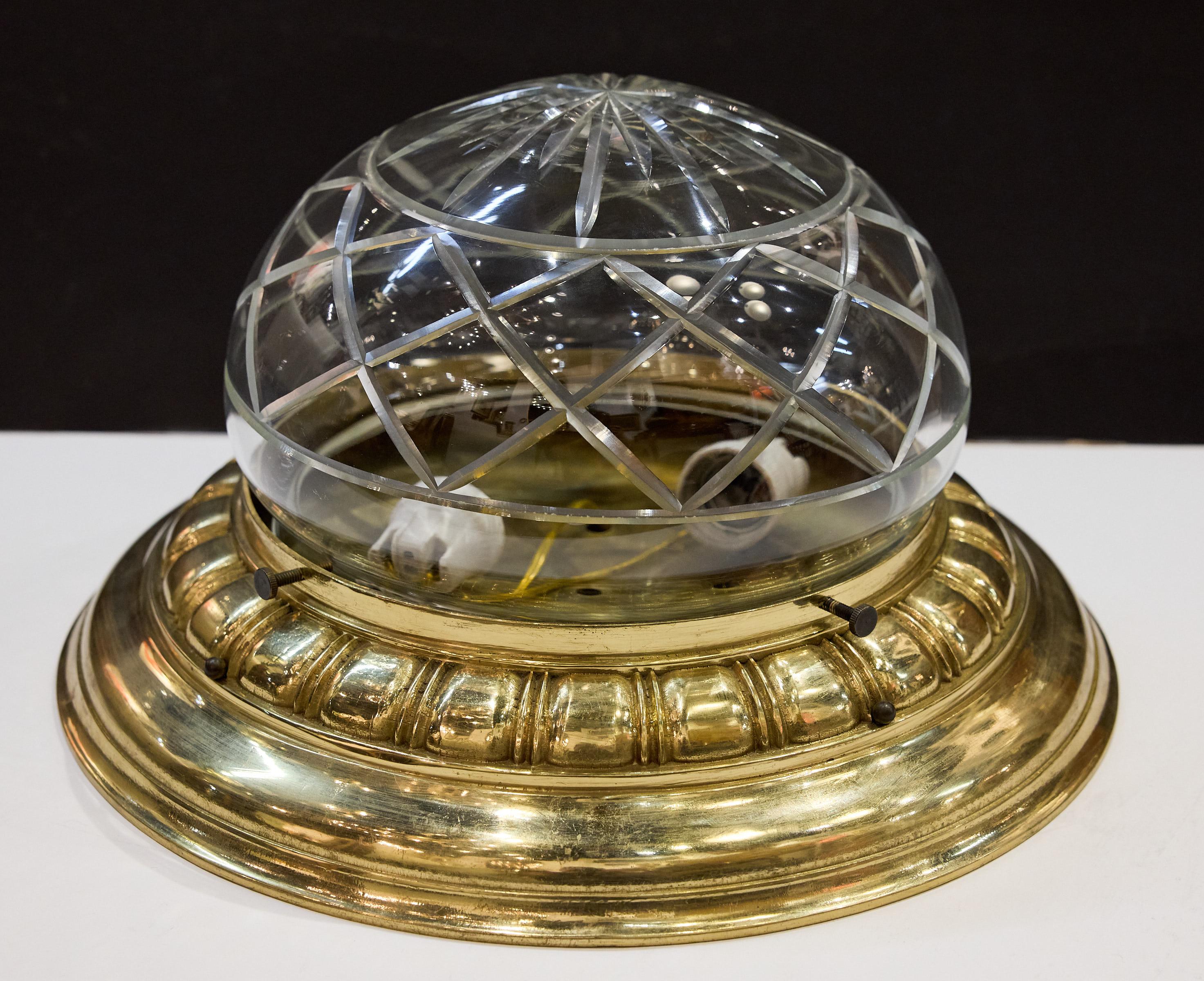 Italian Cut-Glass Flush Mount Light, Circa 1910 For Sale 2