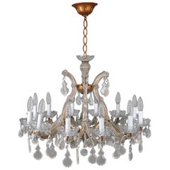 Italian Cut Rock Crystal Twelve-Light Branched and Scroll Form Prague Chandelier