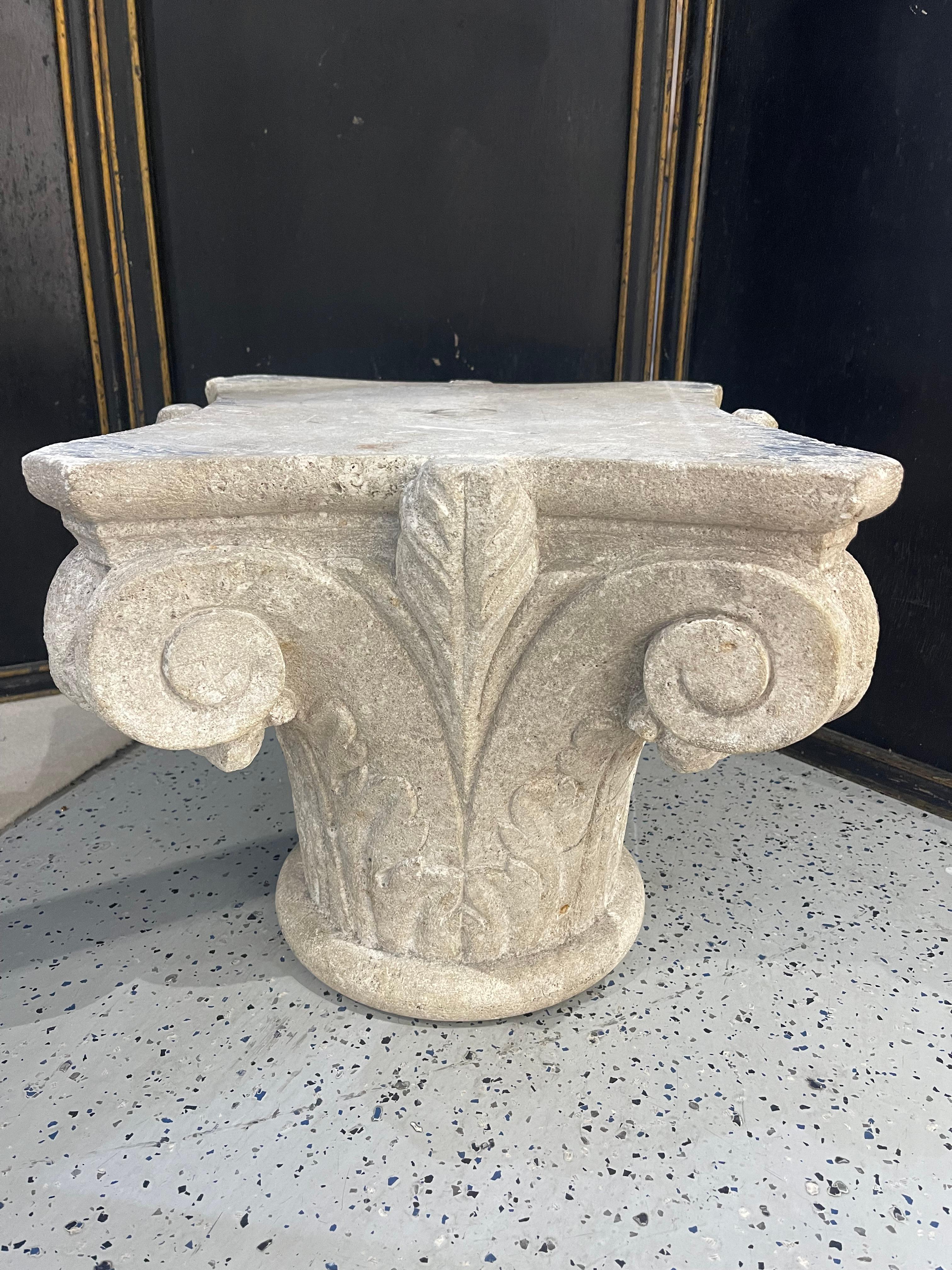 Italian Cut Stone Base, 18th Century In Good Condition For Sale In palm beach, FL