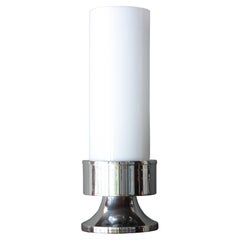 Italian Cylinder Table Lamp with Chromed Steel Base, 1960