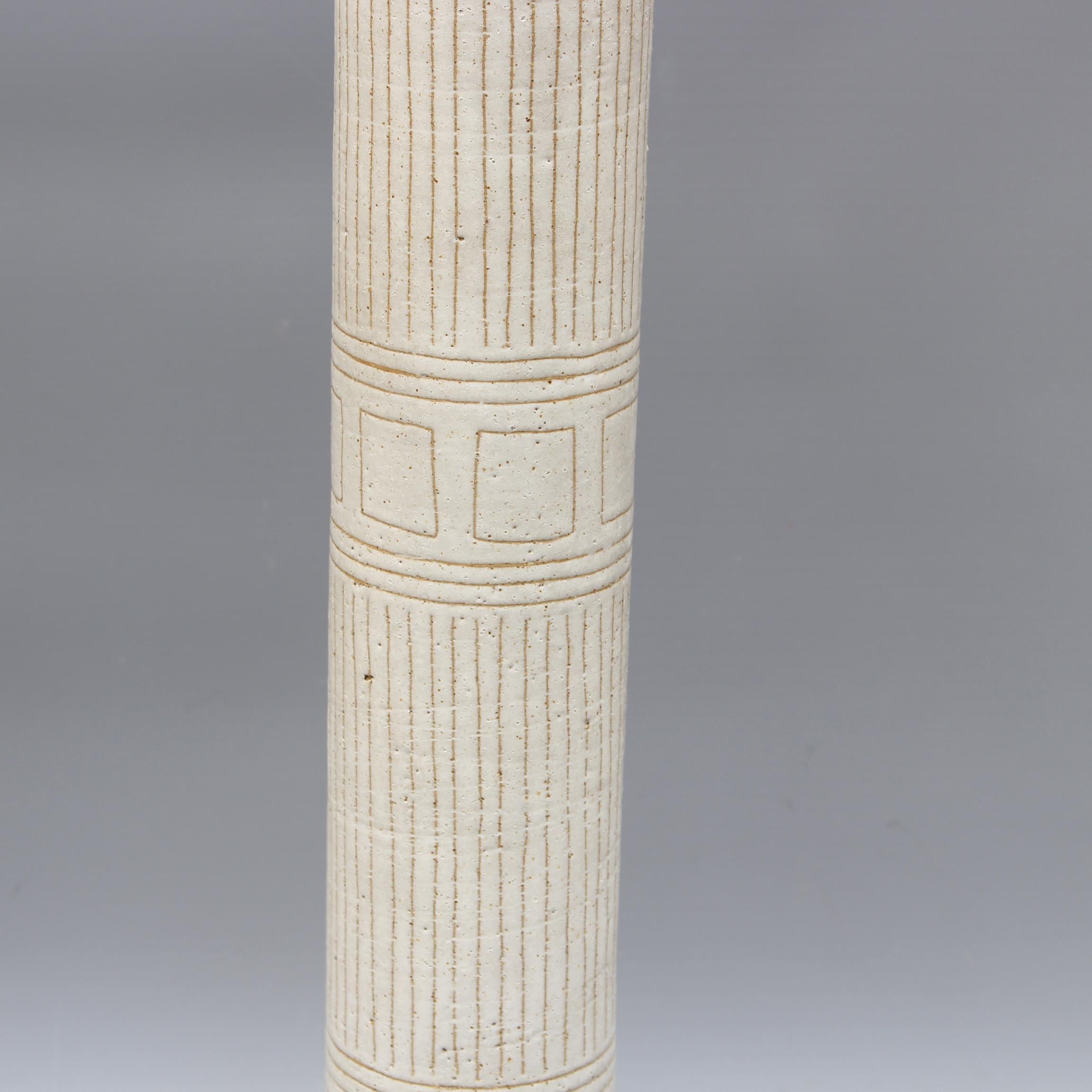 Italian Cylindrical Ceramic Vase by Bruno Gambone, circa 1970s, Large For Sale 7