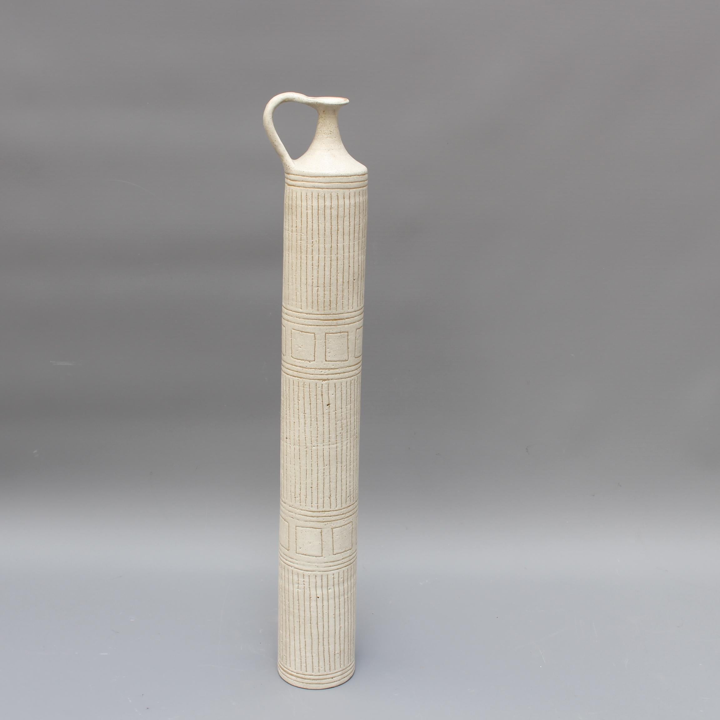 Italian Cylindrical Ceramic Vase by Bruno Gambone, circa 1970s, Large For Sale 1