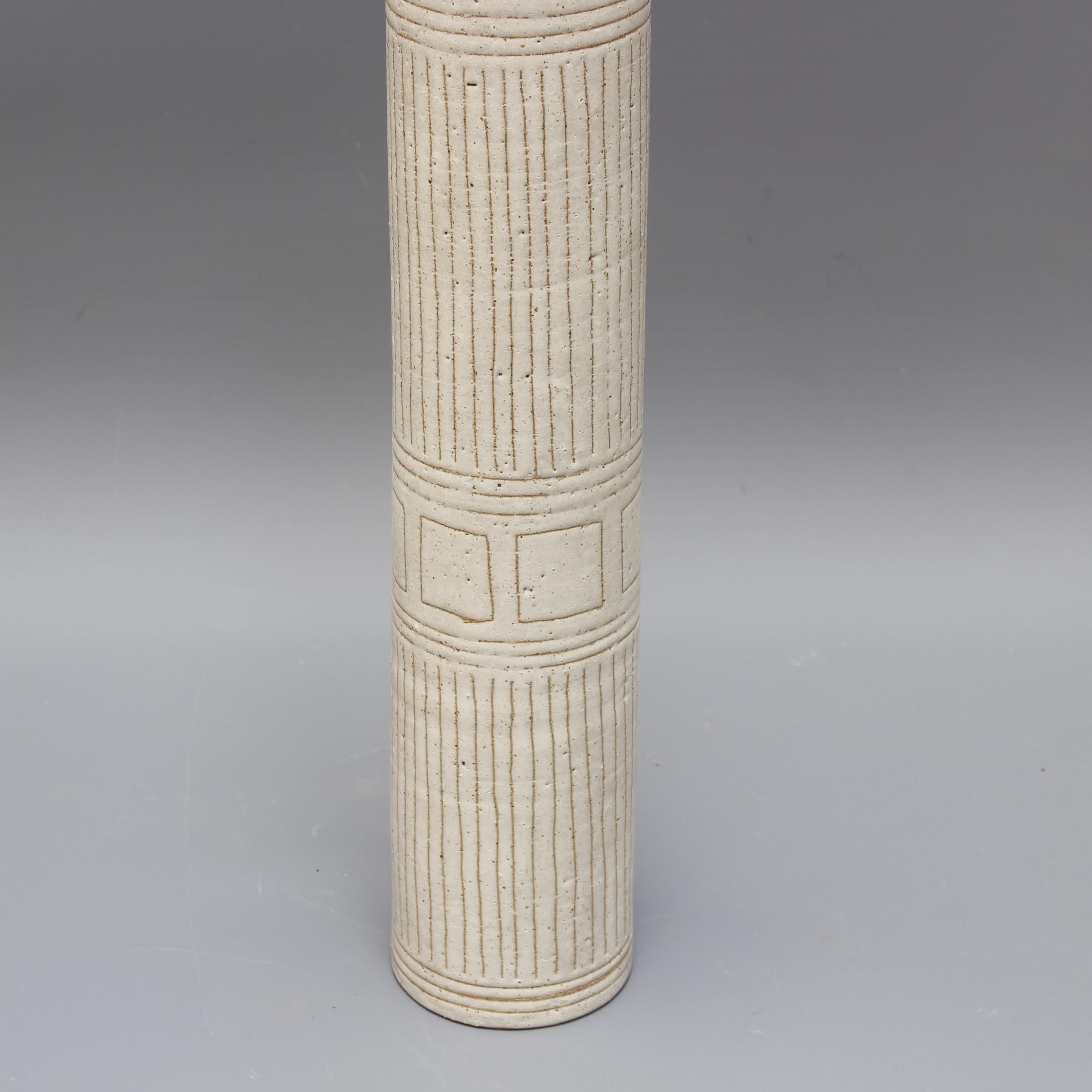 Italian Cylindrical Ceramic Vase by Bruno Gambone, circa 1970s, Large For Sale 3
