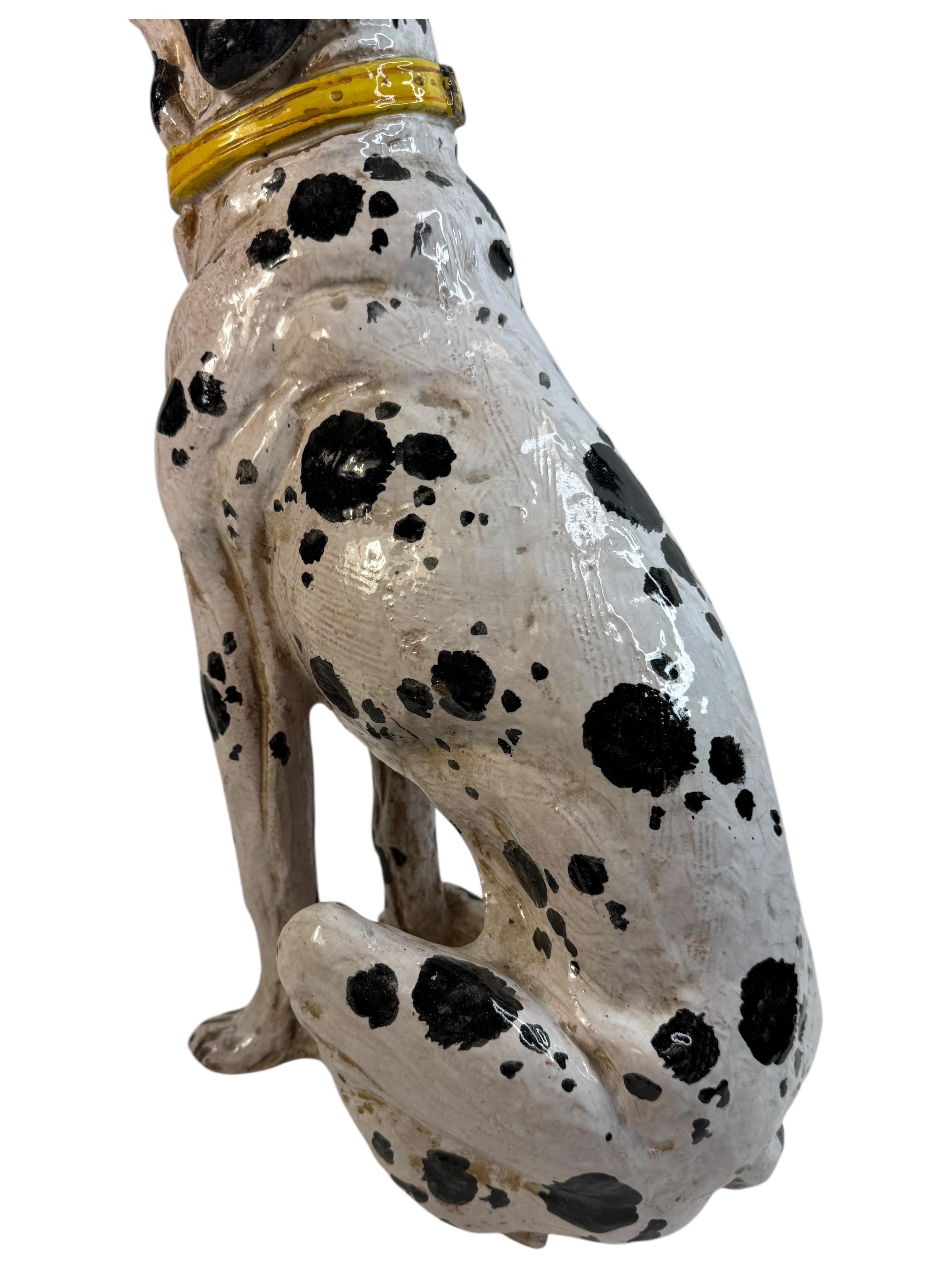 Statua di cane dalmata italiano in terracotta Vintage, Italia 1960 in vendita 9