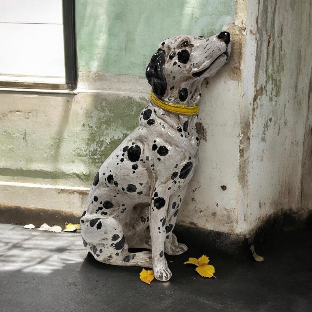 Statua di cane dalmata italiano in terracotta Vintage, Italia 1960 in vendita 11