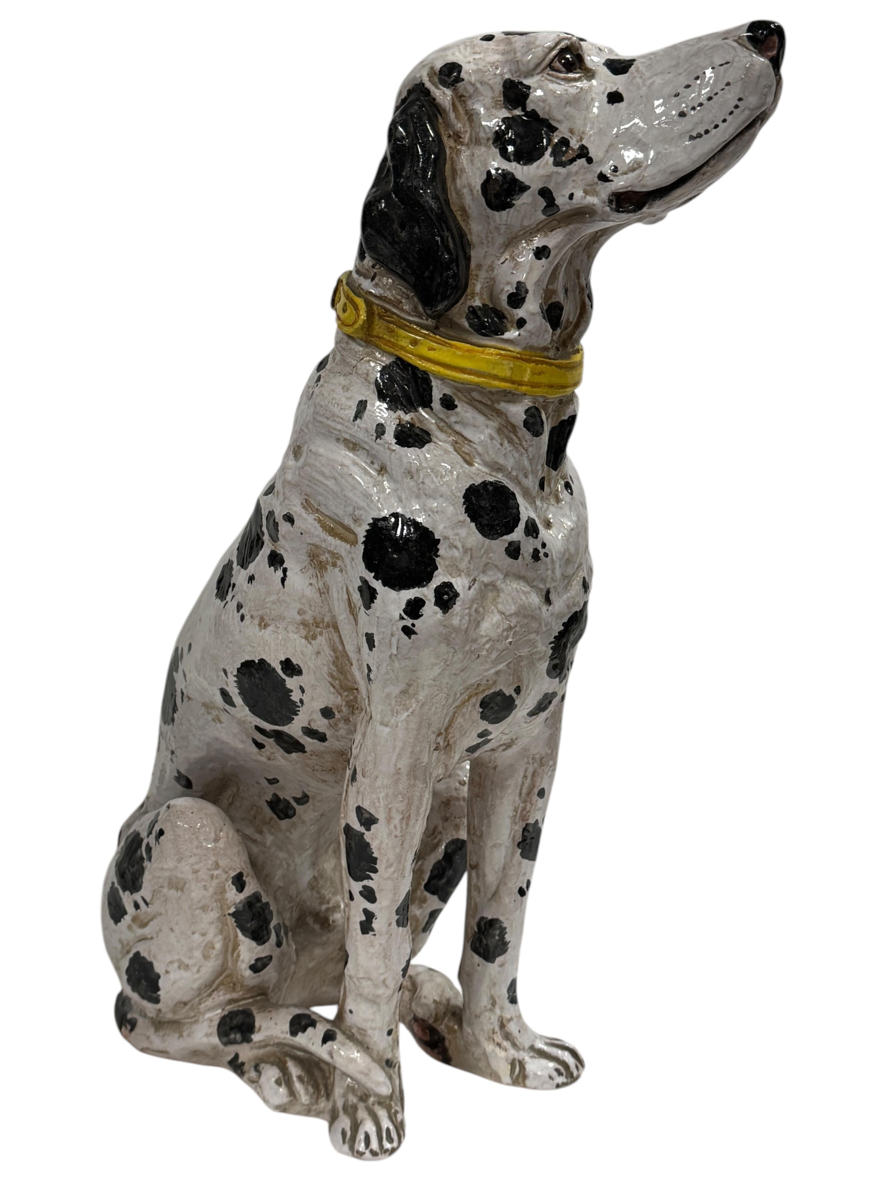 Mid-Century moderno Statua di cane dalmata italiano in terracotta Vintage, Italia 1960 in vendita