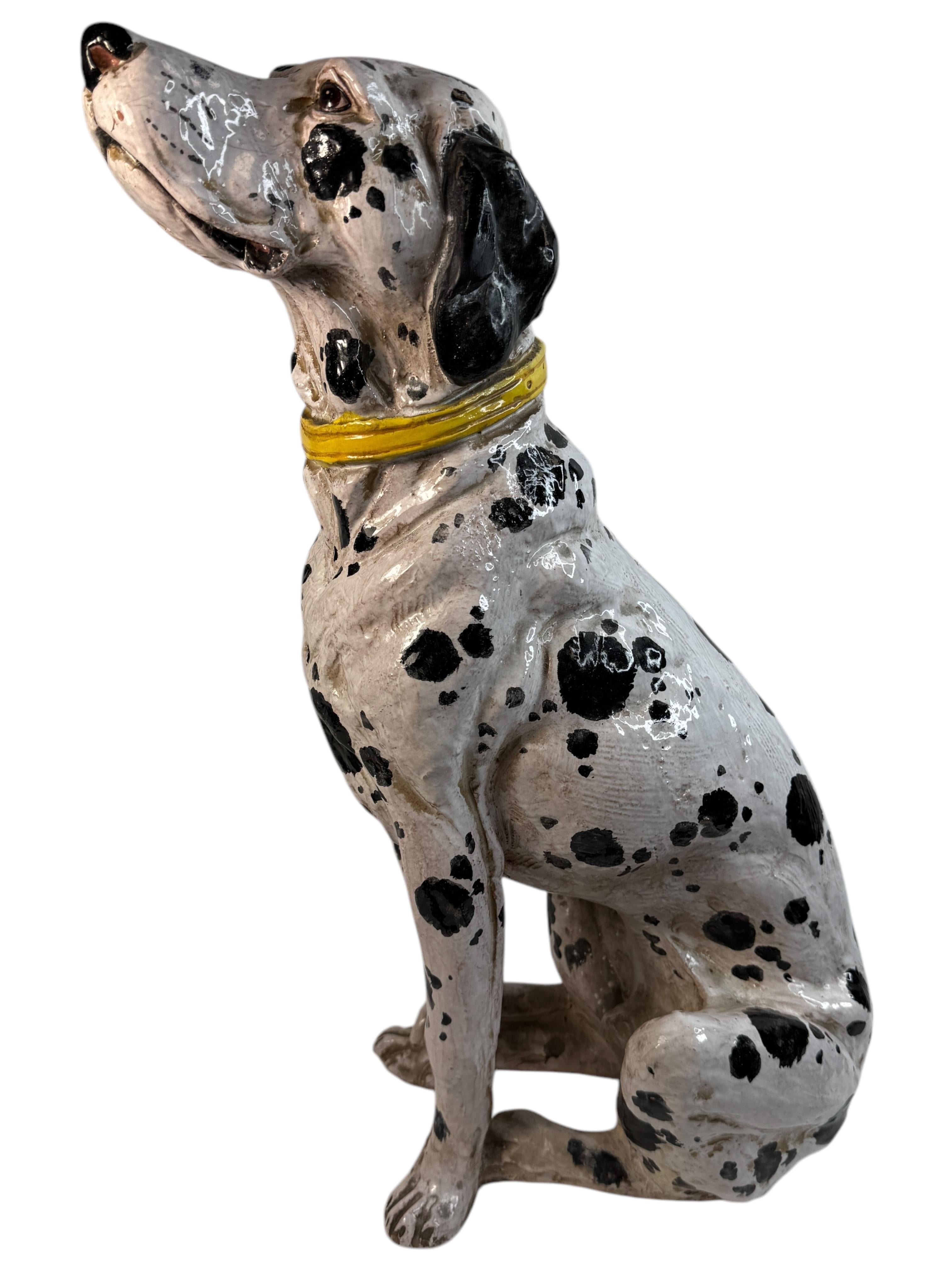 Italiano Statua di cane dalmata italiano in terracotta Vintage, Italia 1960 in vendita